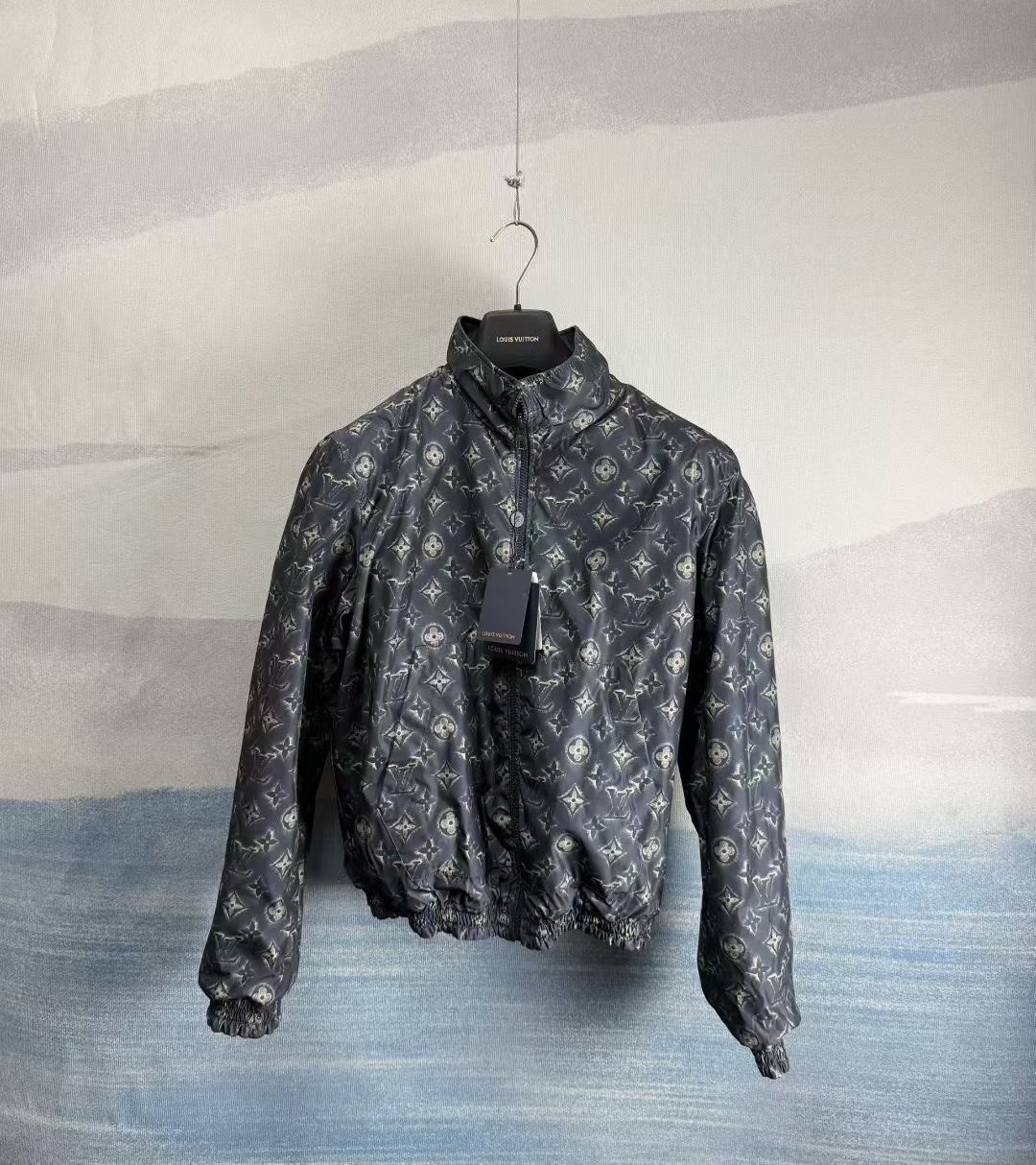Louis Vuitton Dark Blue Full-Zip Leather Jacket — back
