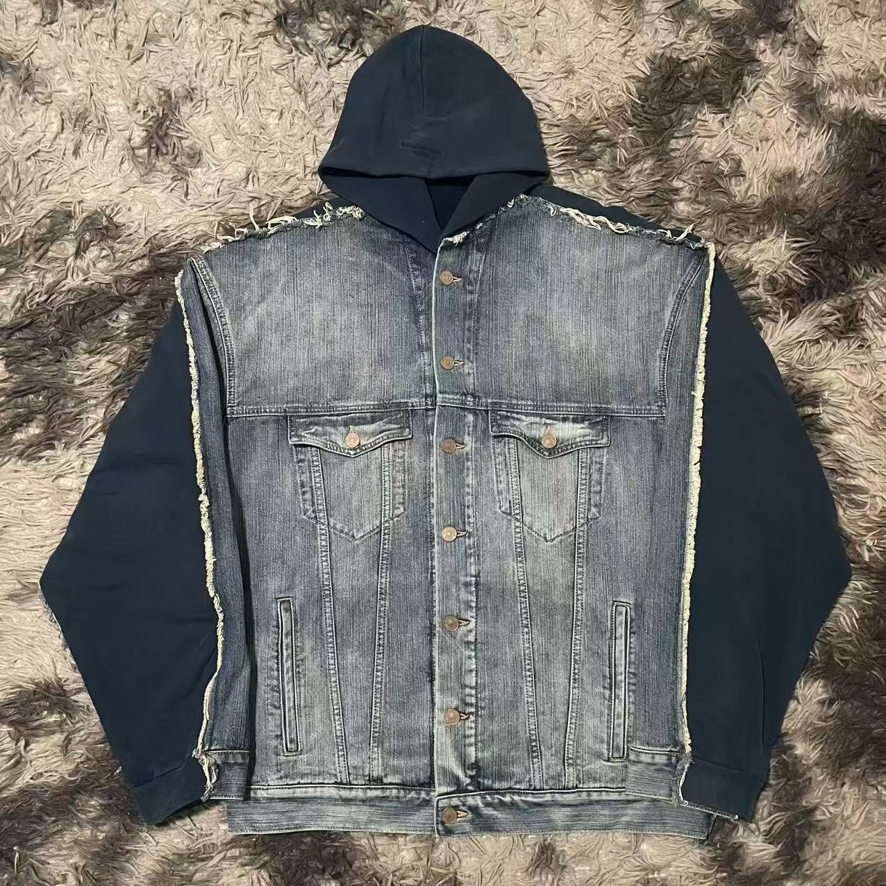 Balenciaga Faux Two-Piece Denim Hoodie