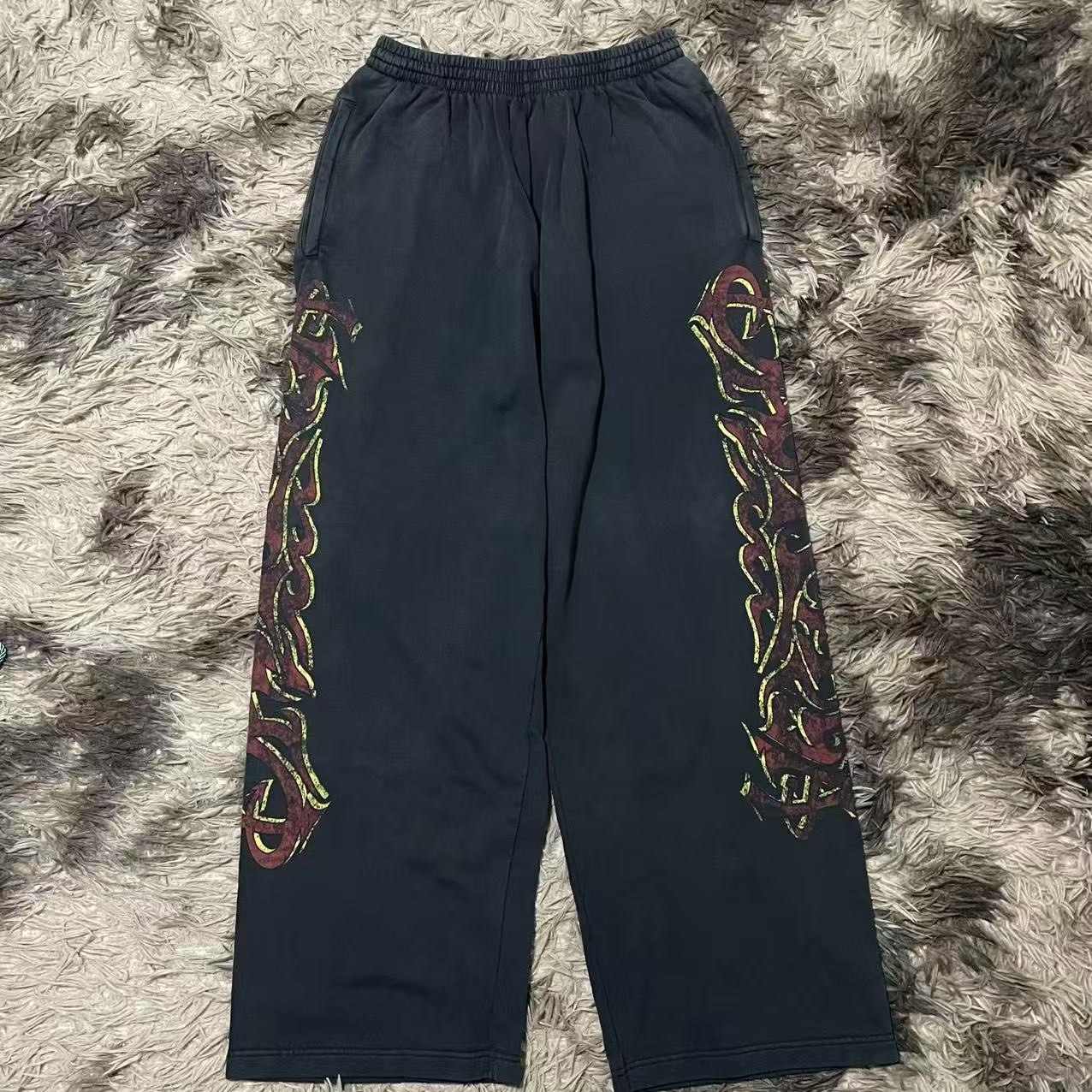 Balenciaga 24SS Flame Print Wide-Leg Sweatpants