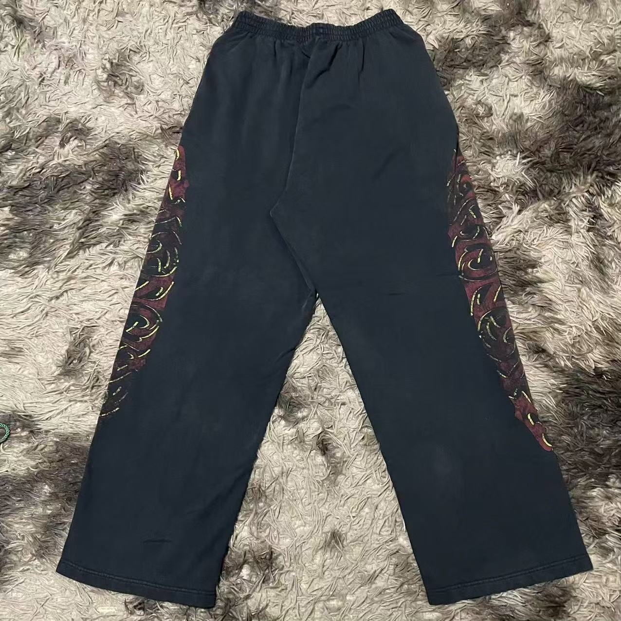Balenciaga 24SS Flame Print Wide-Leg Sweatpants — front