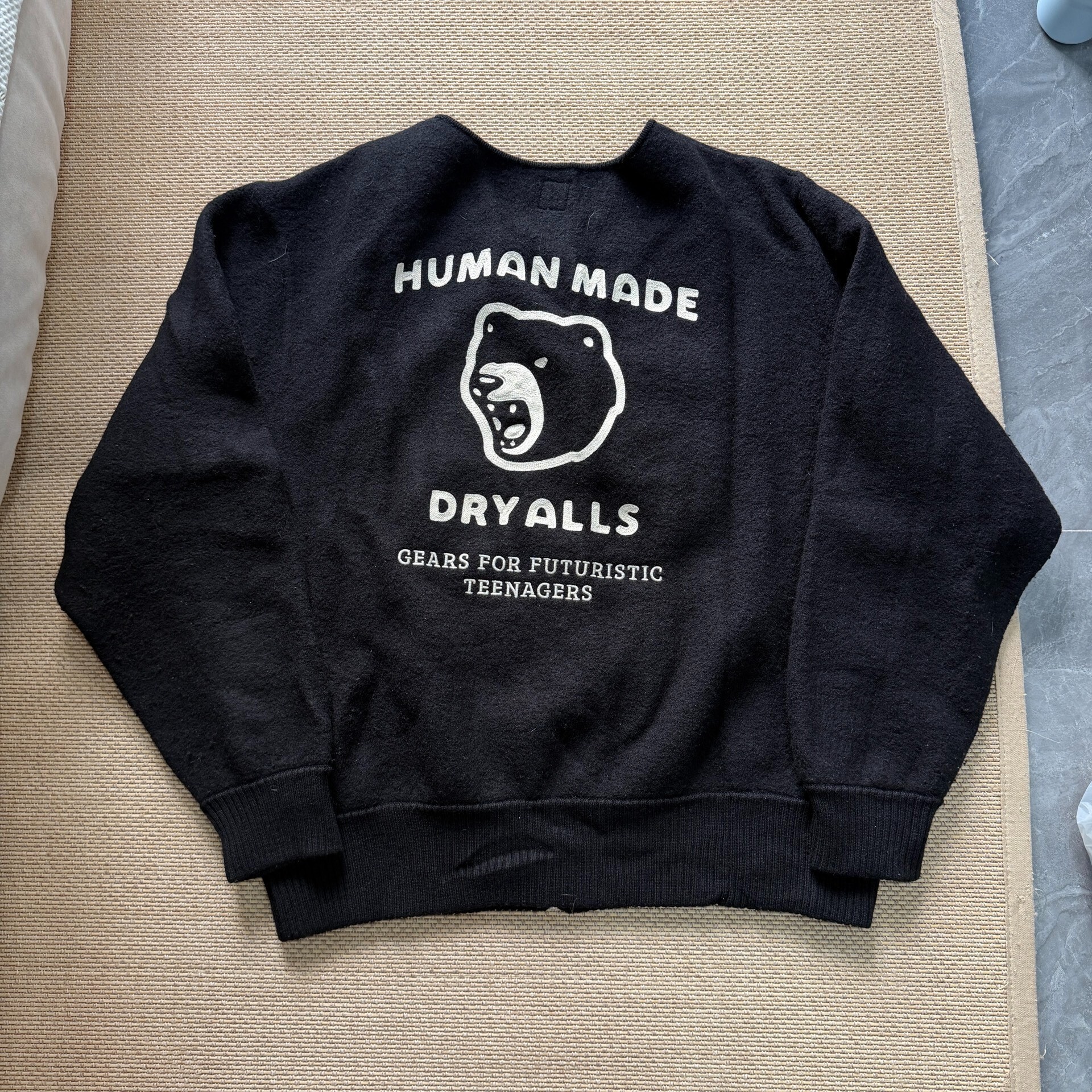 Human Made Black Bear Fleece Zip Cardigan — front