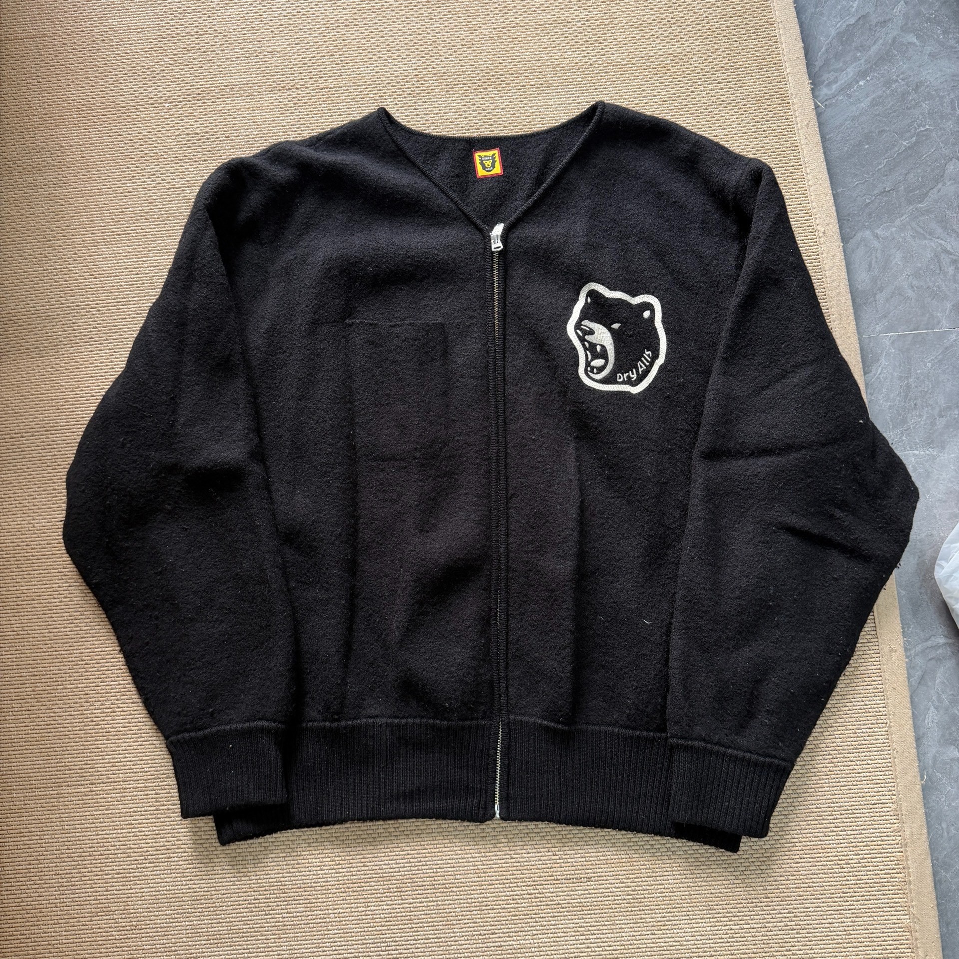 Human Made Black Bear Fleece Zip Cardigan