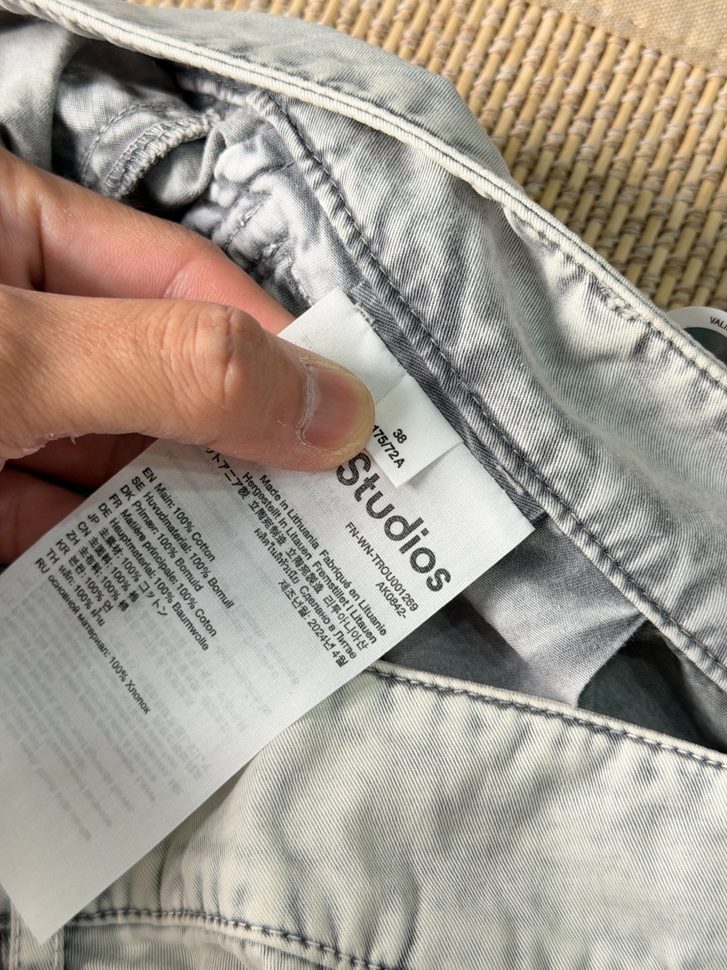 Acne Studios Faded Cargo Pants — label
