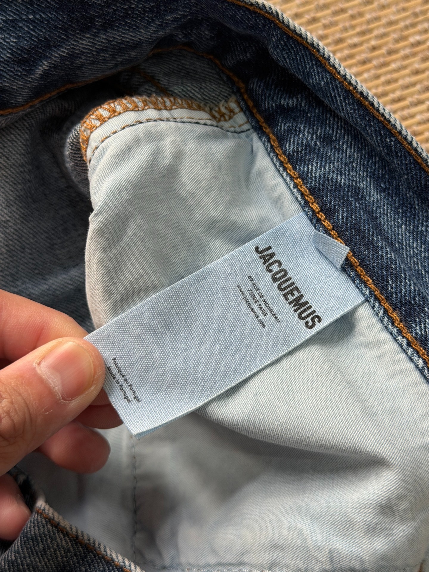 Jacquemus Faded Indigo Wide-Leg Jeans — label