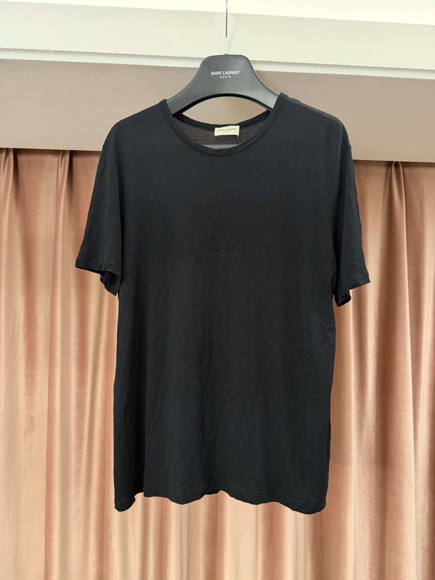 Saint Laurent Embroidered Logo Black Tee