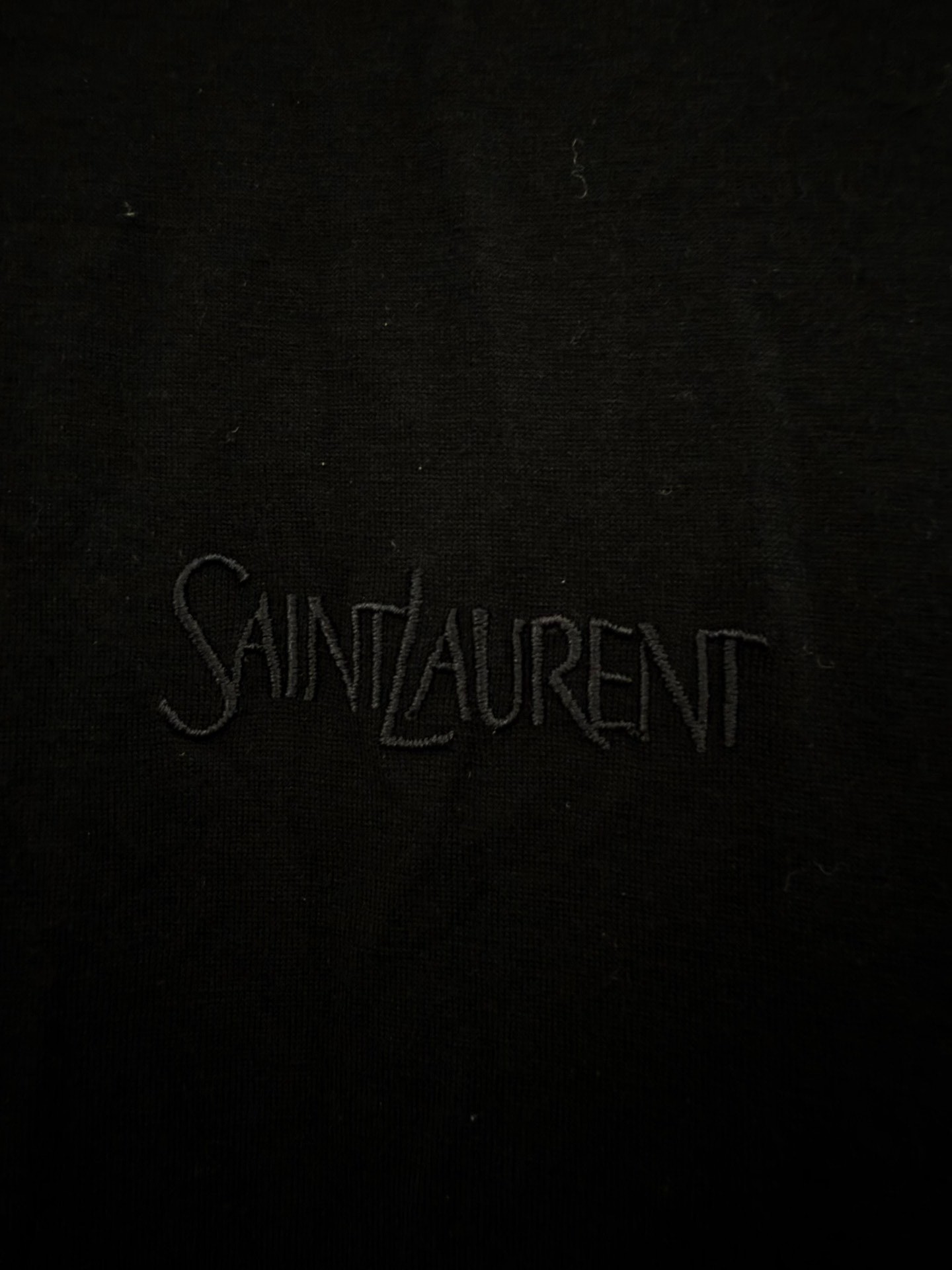 Saint Laurent Embroidered Logo Black Tee — front