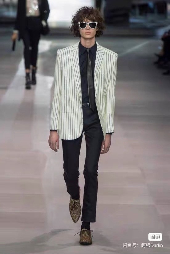 Celine White Striped Sequin Blazer — label