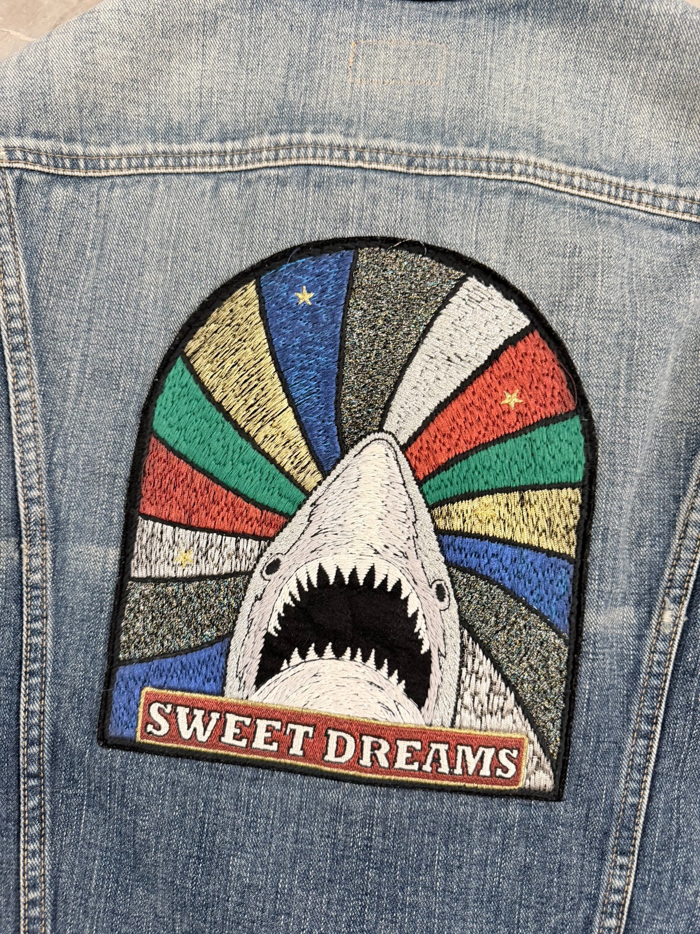 Saint Laurent 16FW Shark Embroidery Denim Jacket — detail