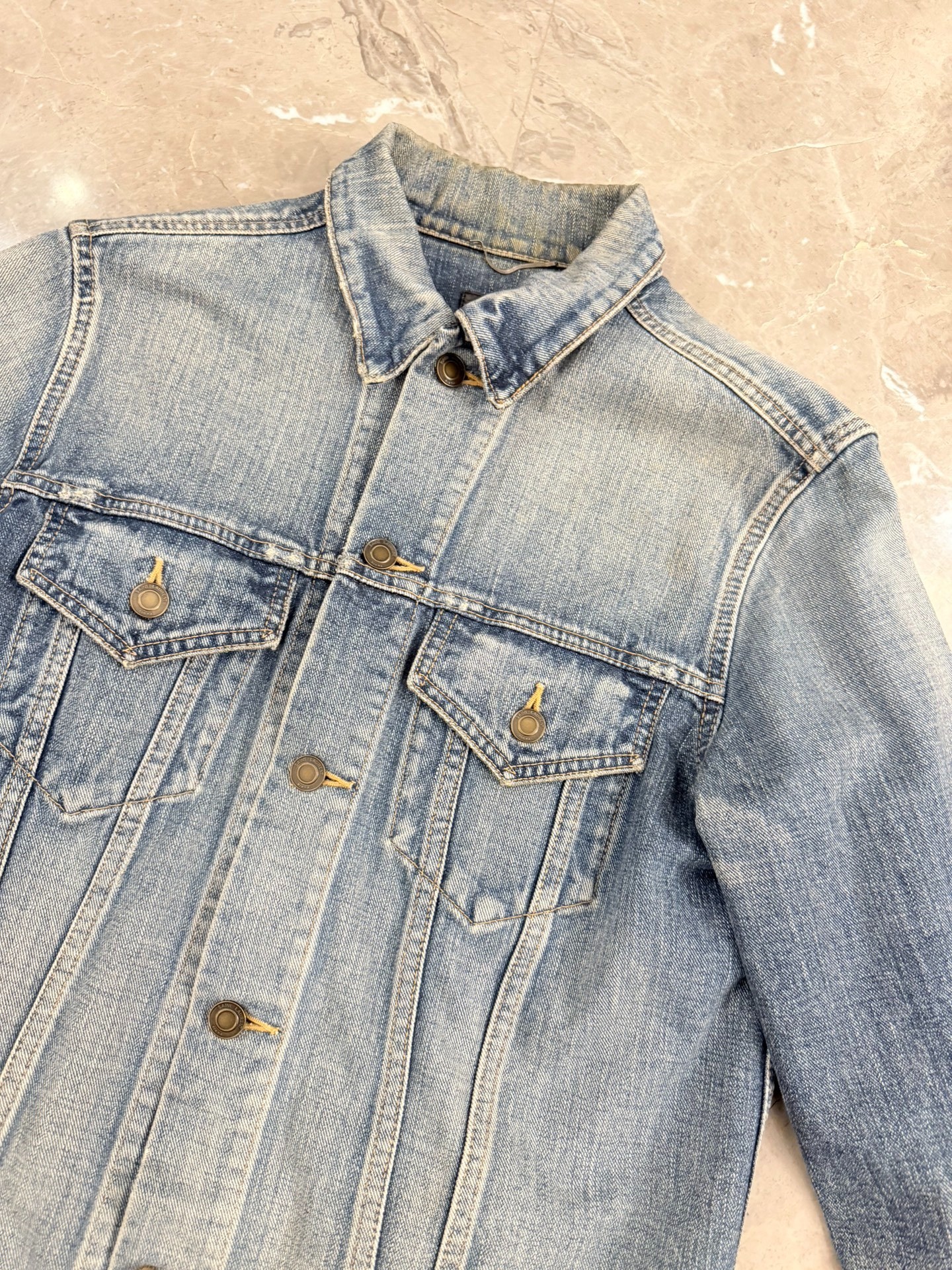 Saint Laurent 16FW Shark Embroidery Denim Jacket — back