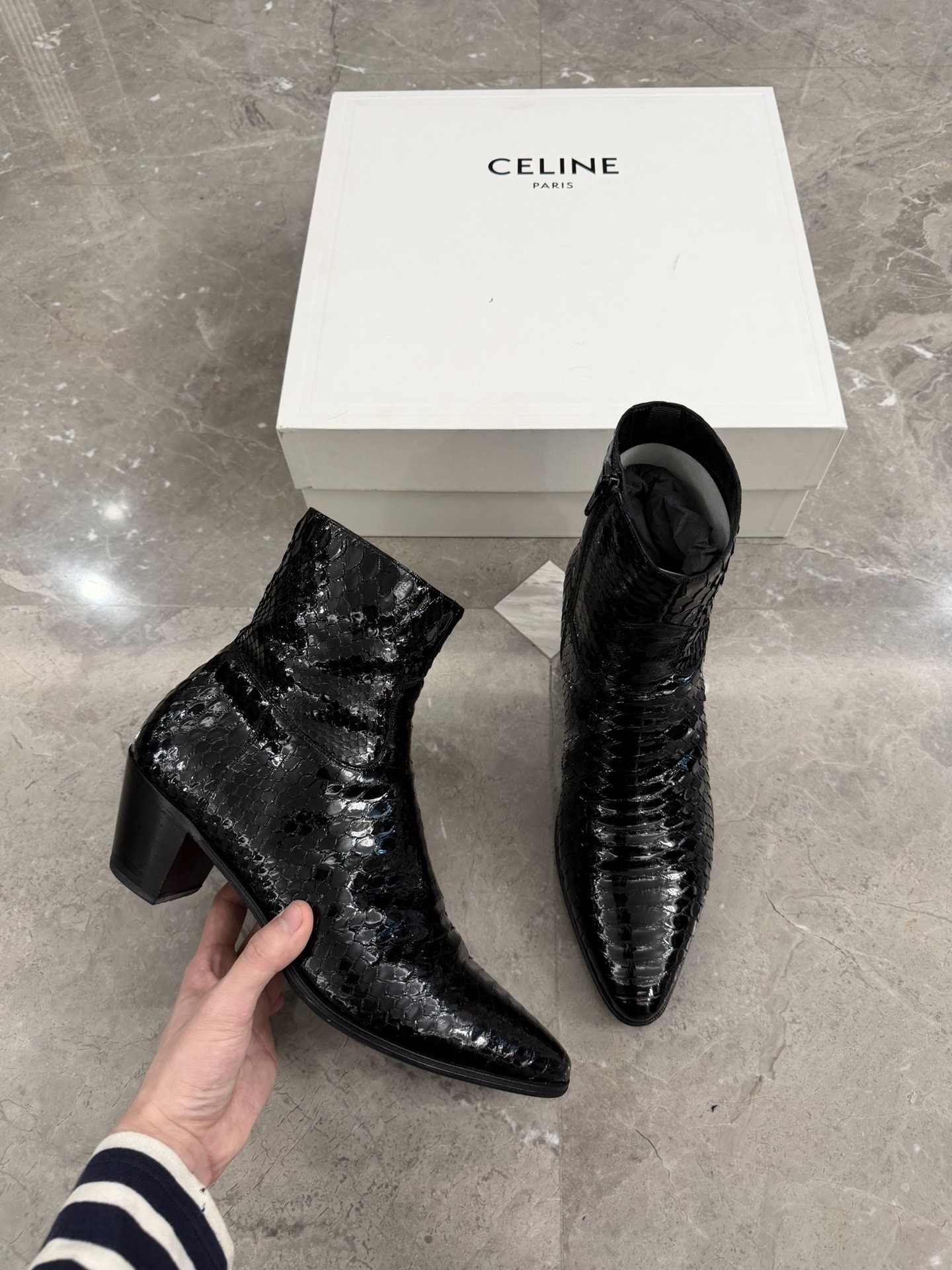 Celine Hedi Slimane Snake Skin Chelsea Boots