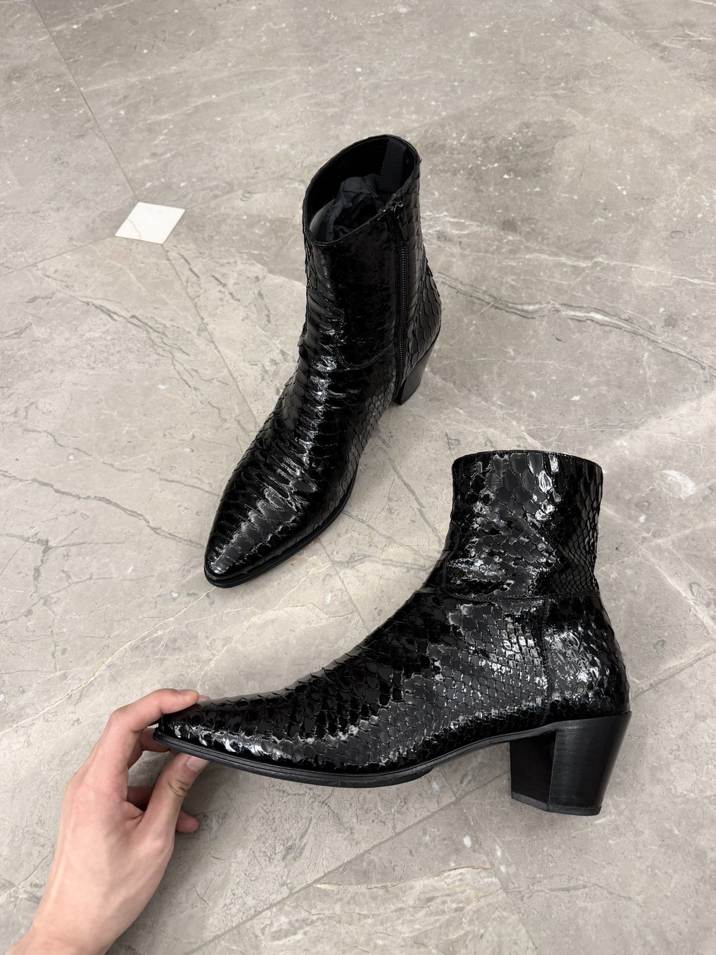 Celine Hedi Slimane Snake Skin Chelsea Boots — detail