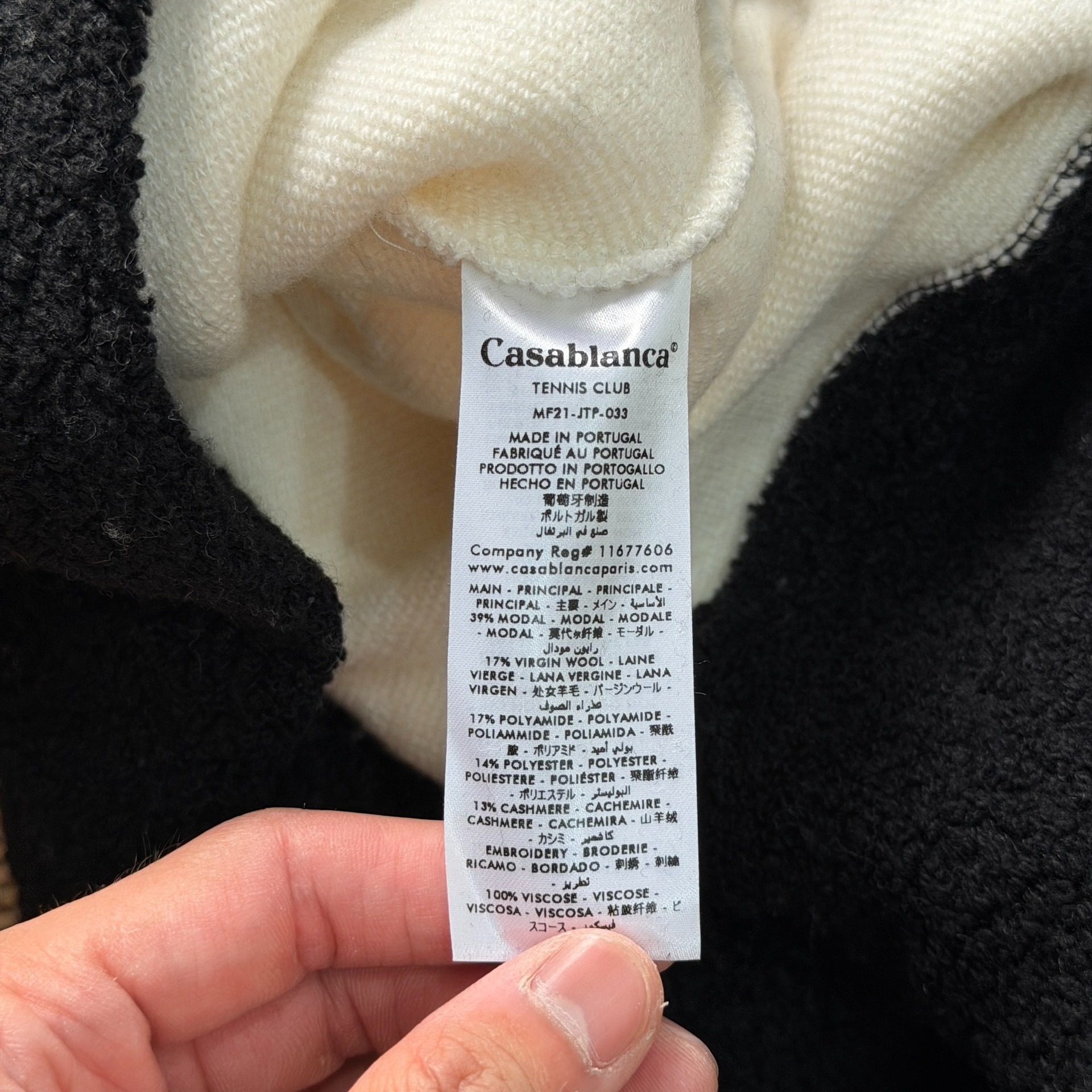 Casablanca Black White Fleece Sweatshirt — label