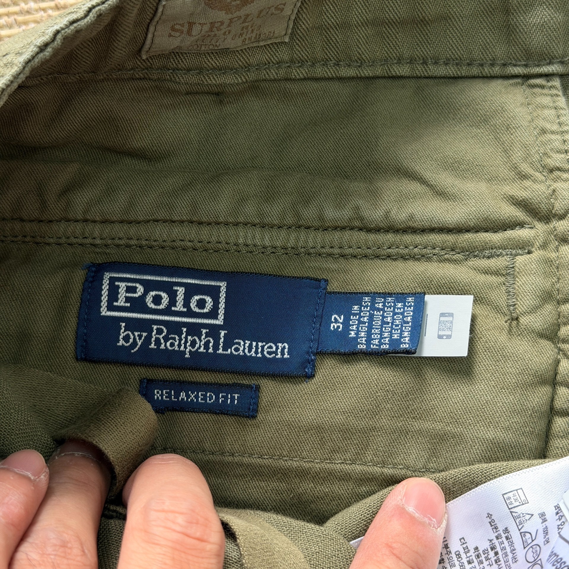 Ralph Lauren Olive Military Cargo Shorts — back