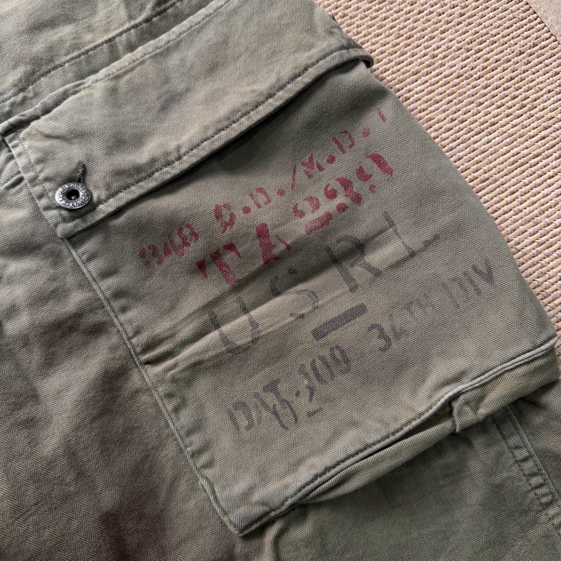 Ralph Lauren Olive Military Cargo Shorts — detail