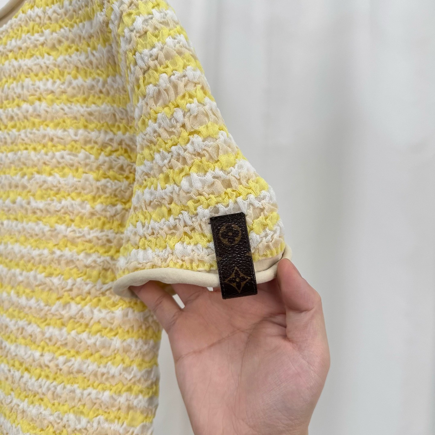 Louis Vuitton Yellow Ruched Leather Tab Top — back