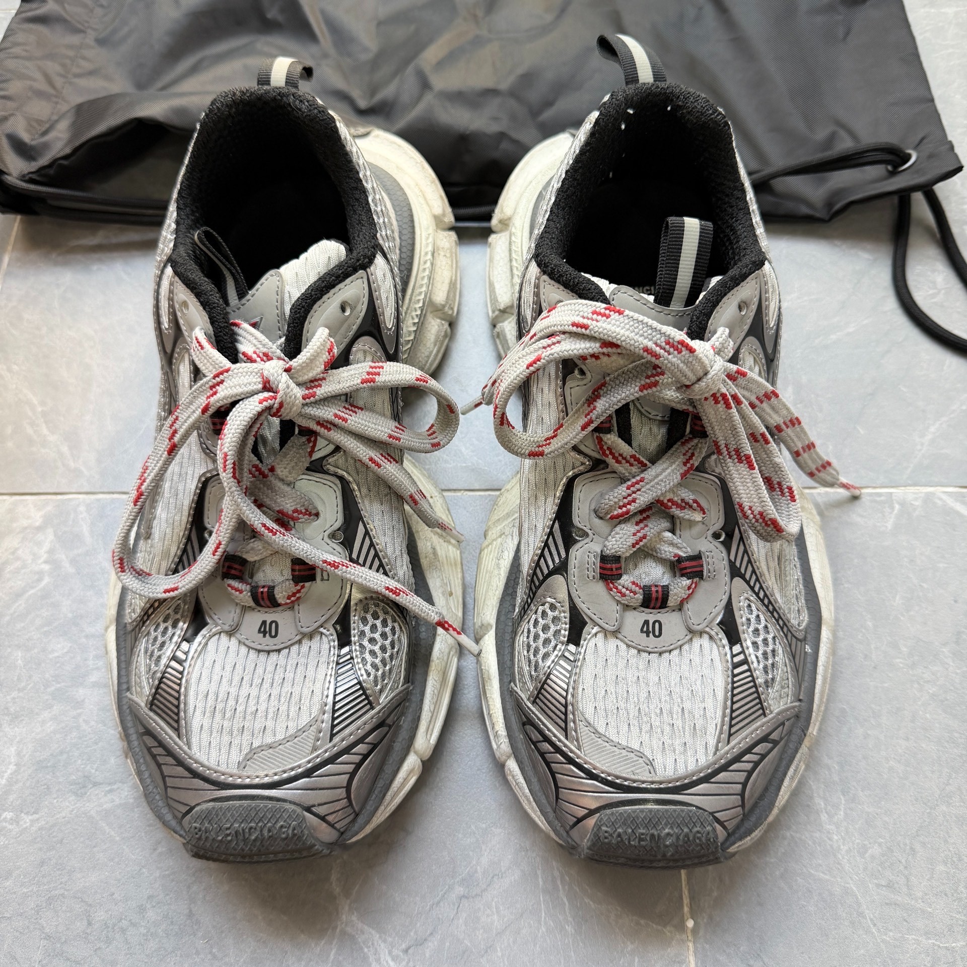 Balenciaga 3XL White Gray Red Sneakers — back