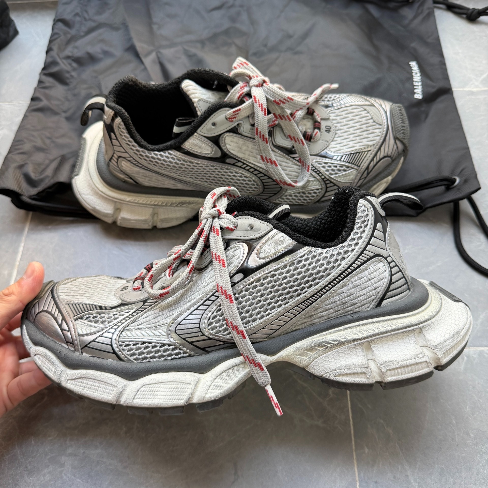 Balenciaga 3XL White Gray Red Sneakers