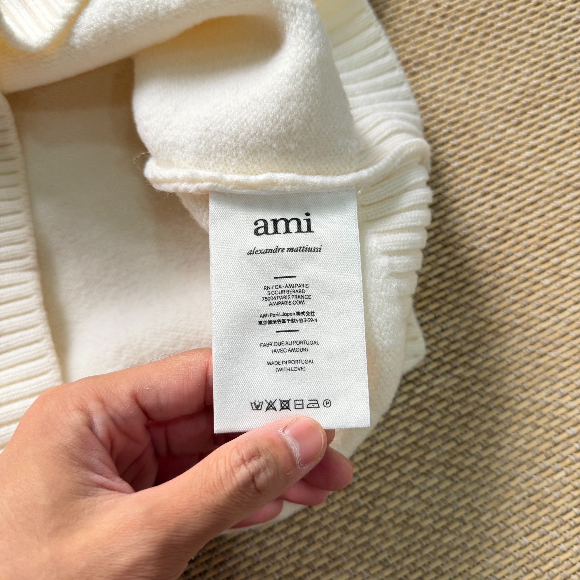 AMI Red Heart Off-white Wool Vest — back