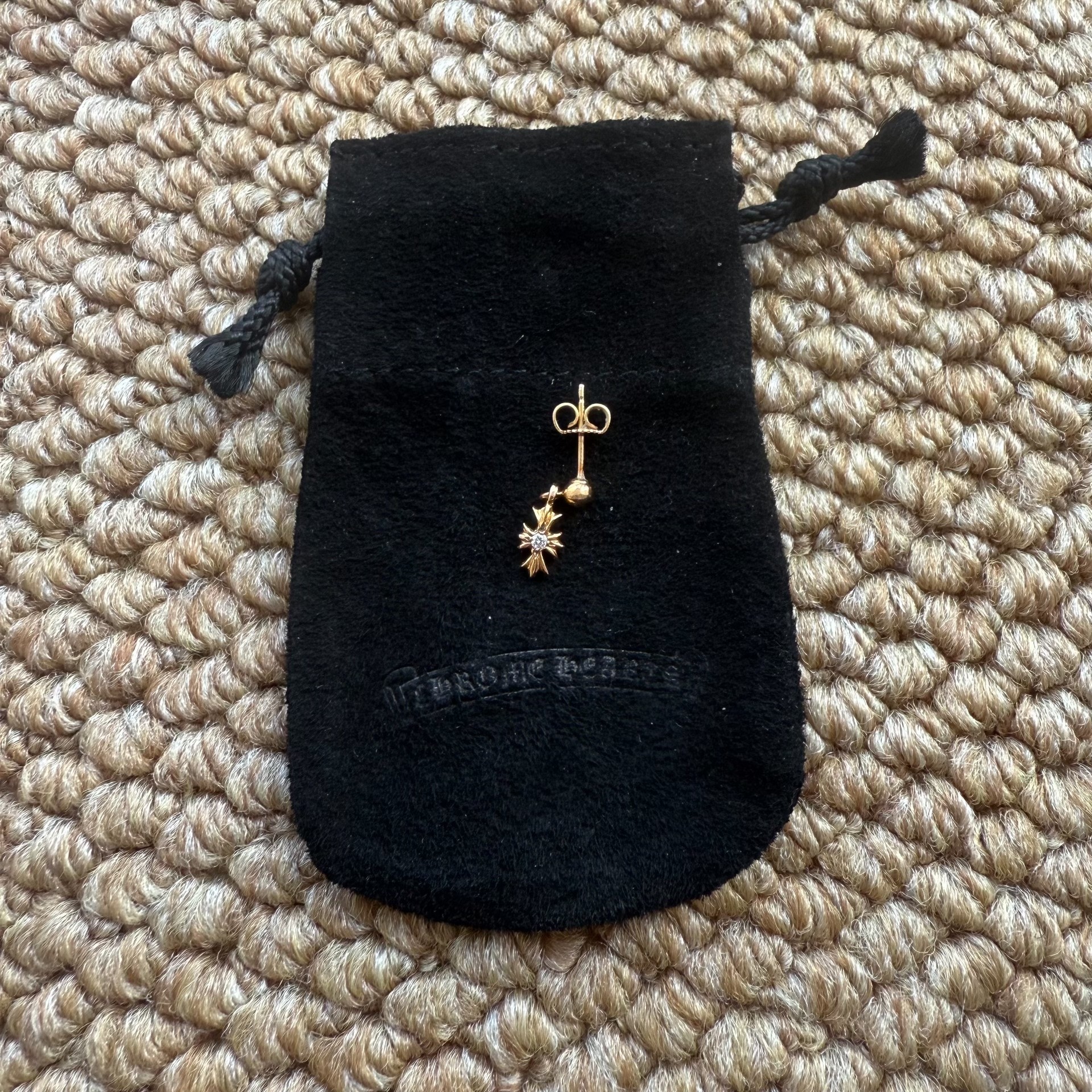 Chrome Hearts Tiny E Diamond Cross Earring