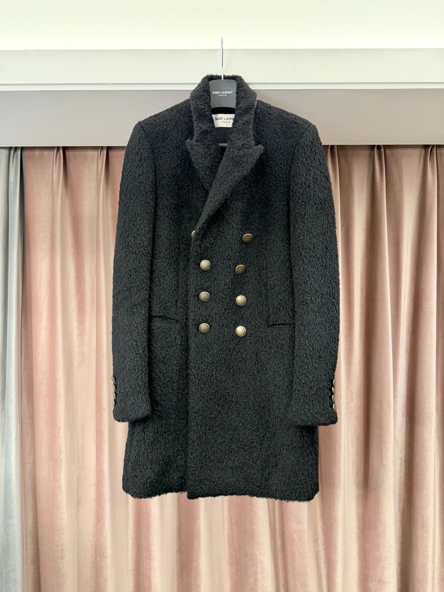 Saint Laurent Wool Mohair Blend Fur Coat