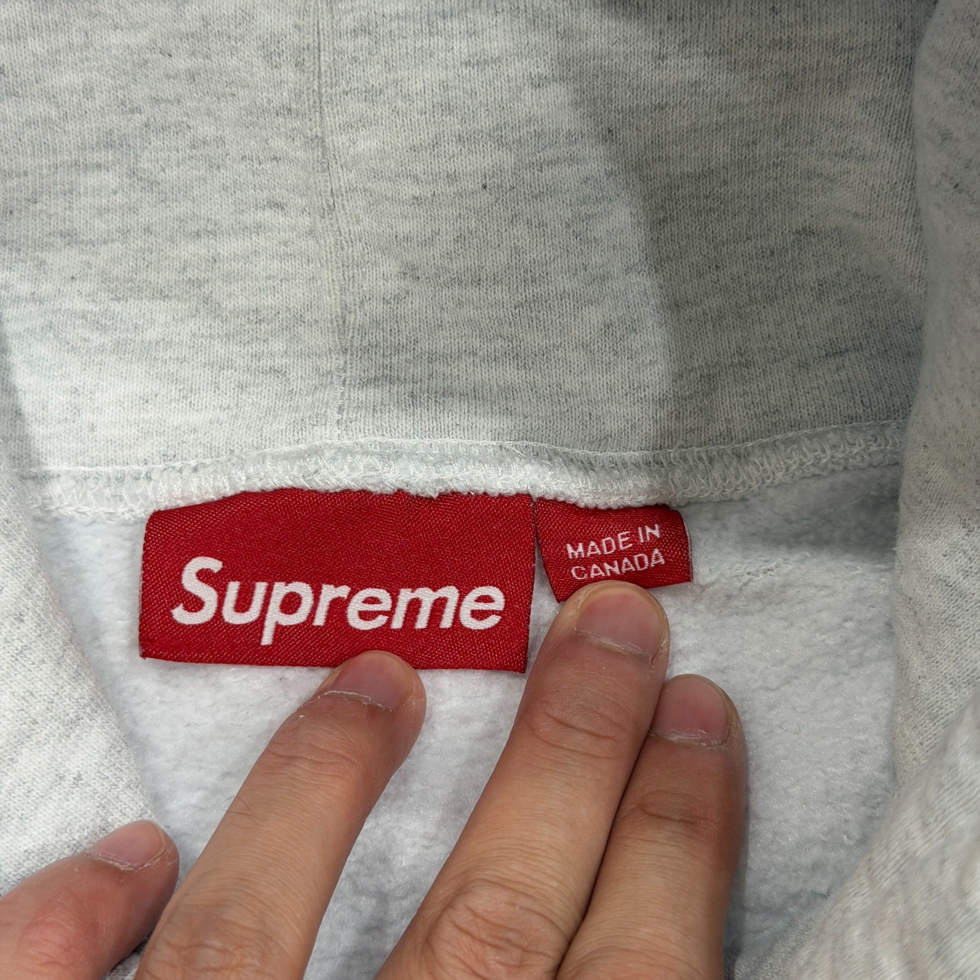 Supreme SS24 Gray Hoodie — label