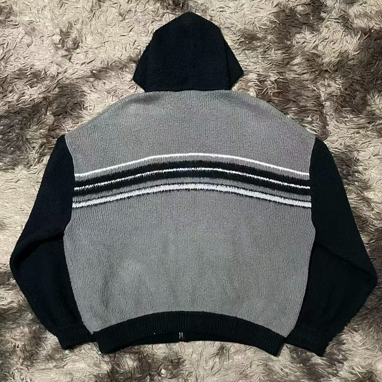 Balenciaga FW25 Fuzzy Zip Hooded Jacket — front