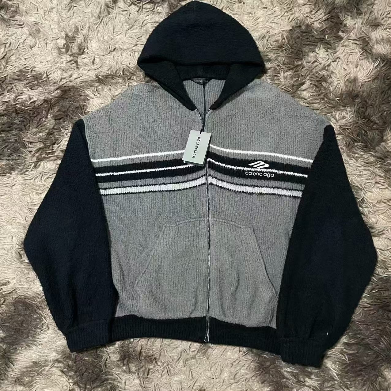 Balenciaga FW25 Fuzzy Zip Hooded Jacket