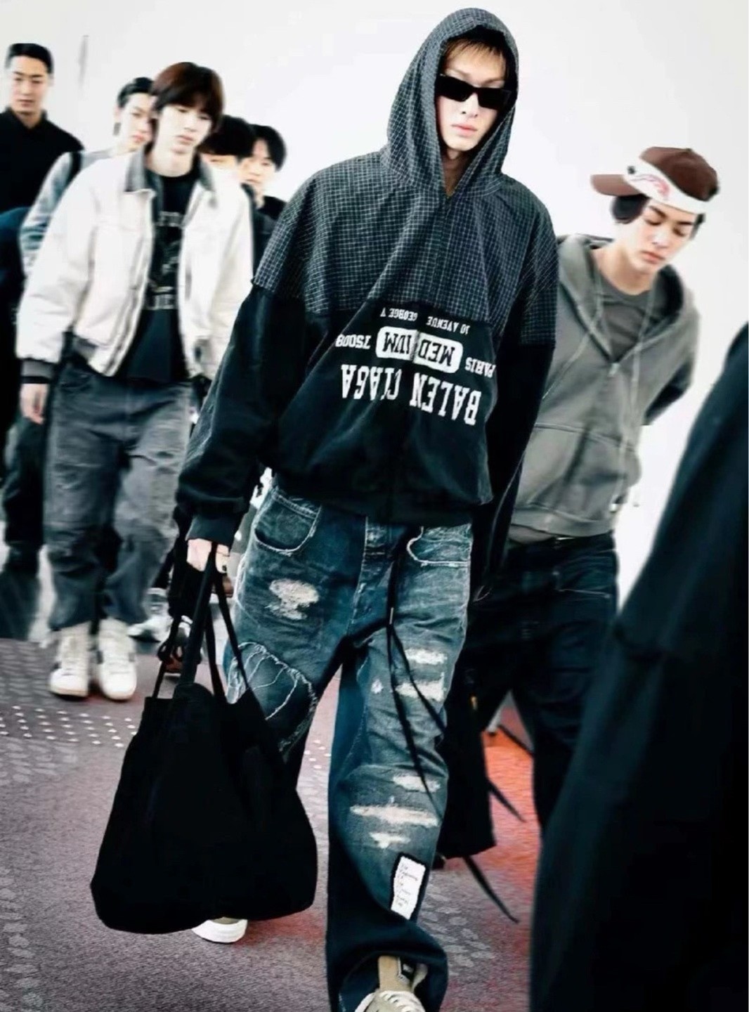 Balenciaga Oversized Printed Hooded Jacket — label