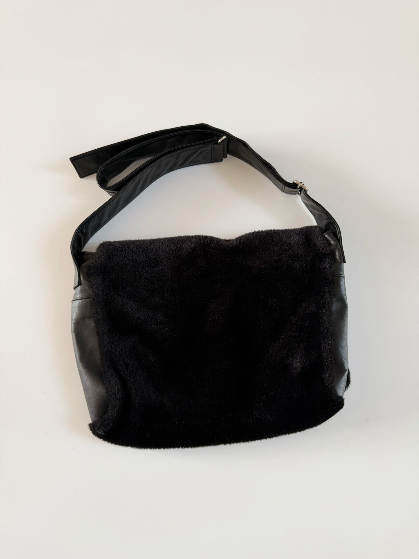 Yohji Yamamoto Leather Fur Crossbody Bag — back