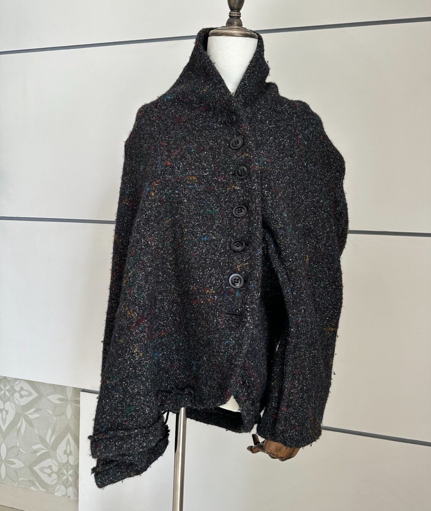 Y's Yohji Yamamoto Asymmetrical Wool Cardigan — detail