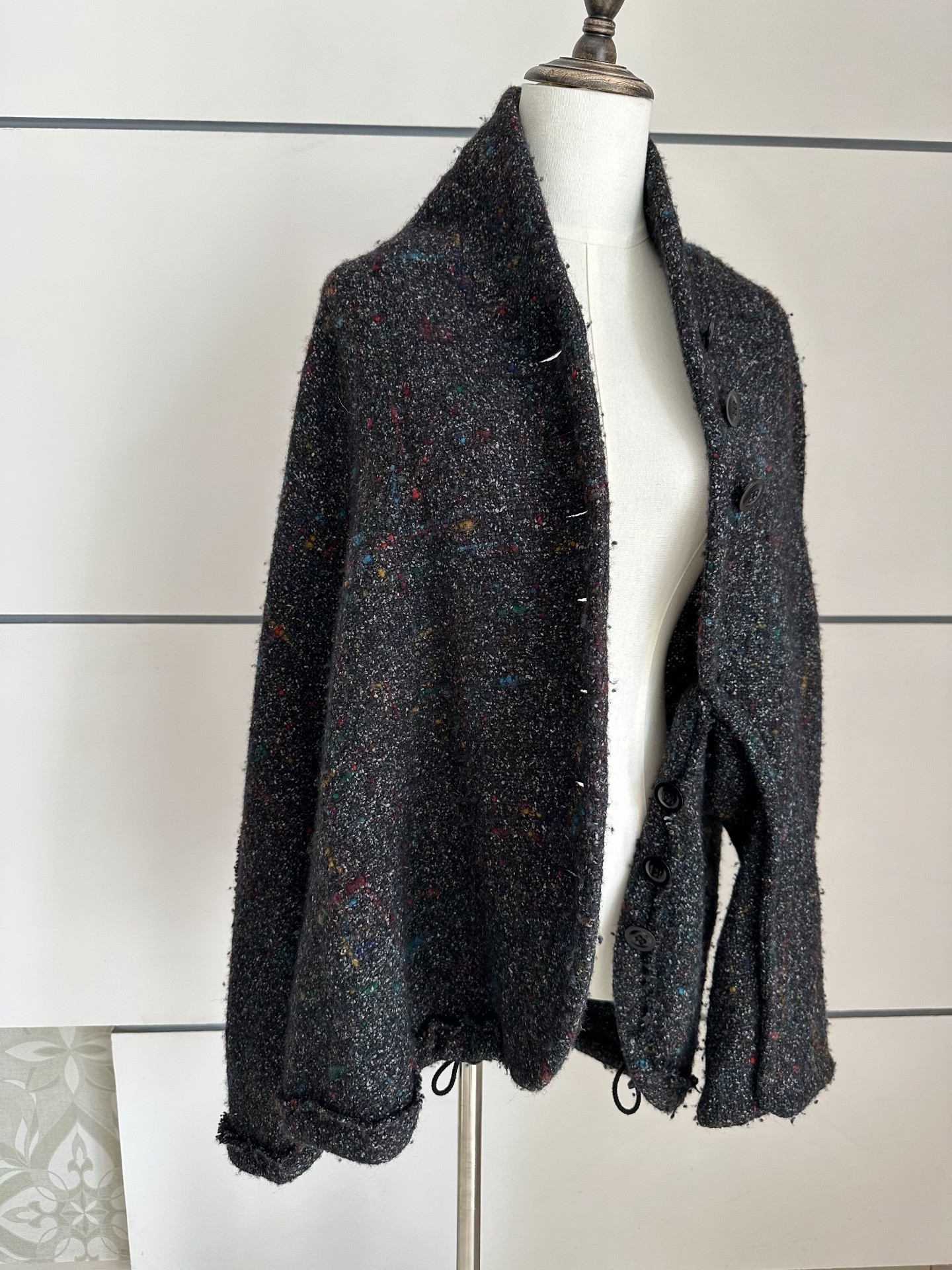 Y's Yohji Yamamoto Asymmetrical Wool Cardigan — back