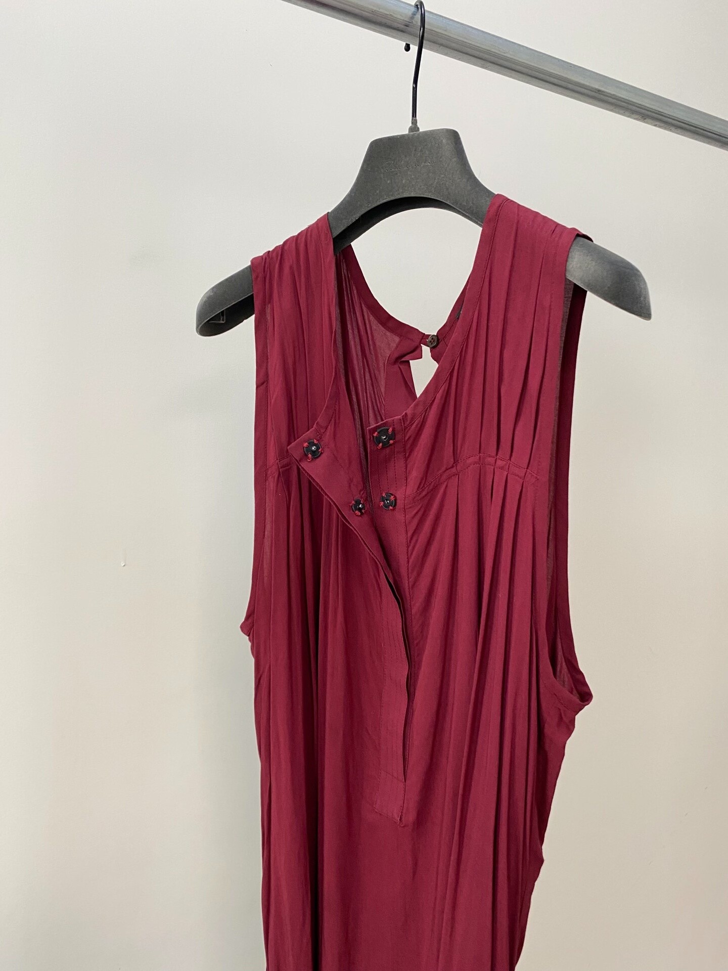 Ann Demeulemeester Maroon Sleeveless Strap Dress — front
