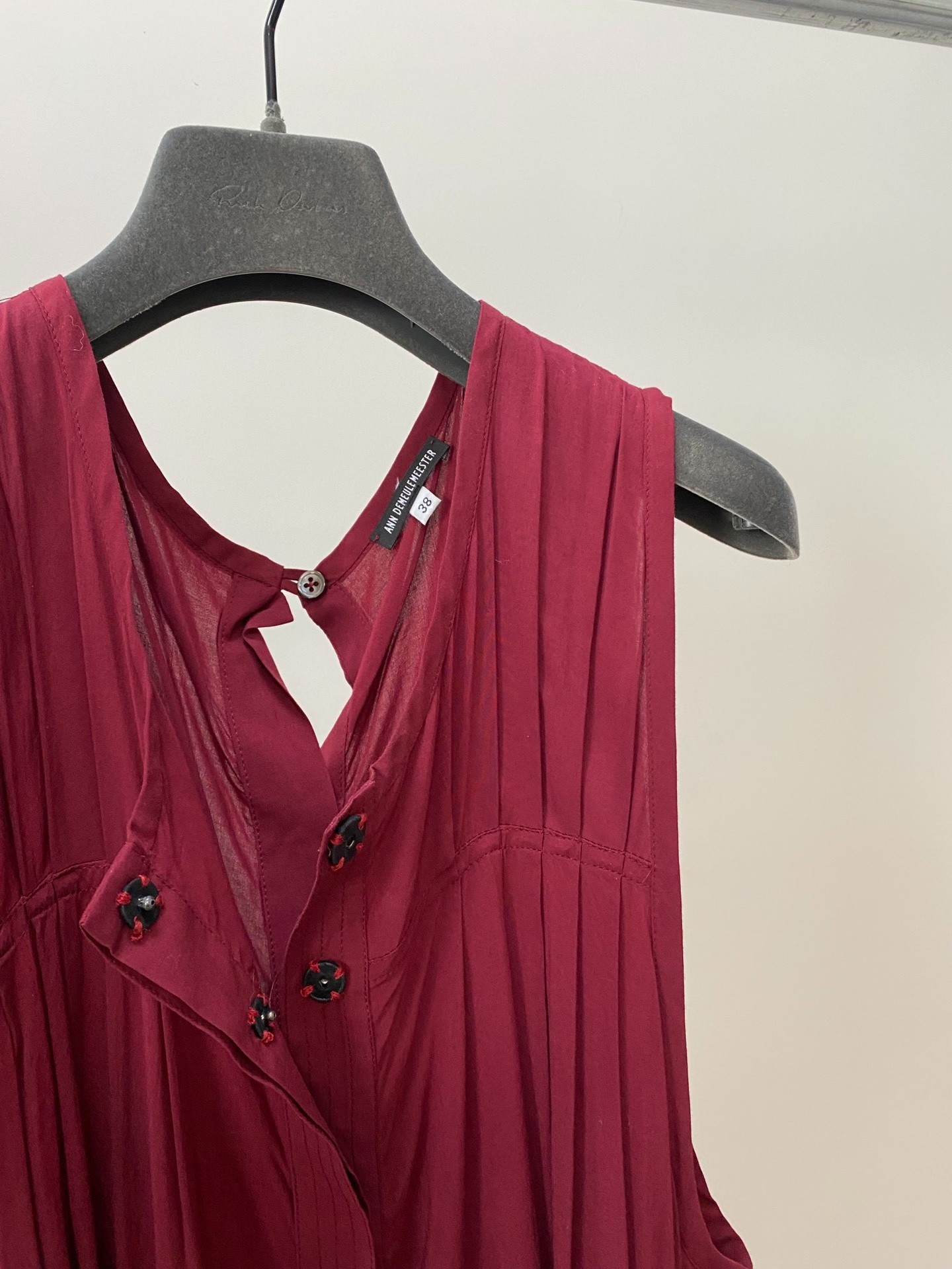 Ann Demeulemeester Maroon Sleeveless Strap Dress — detail