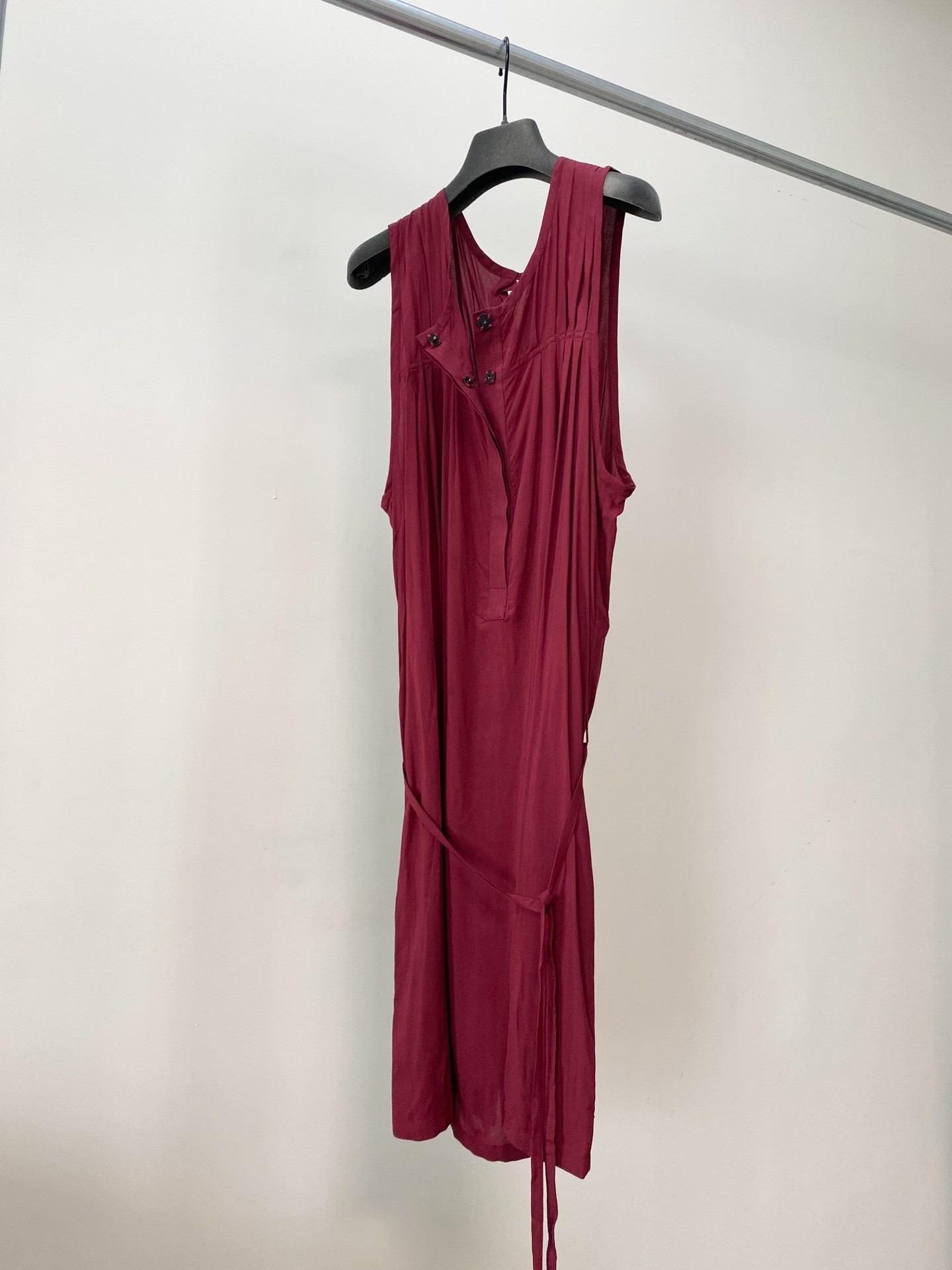 Ann Demeulemeester Maroon Sleeveless Strap Dress