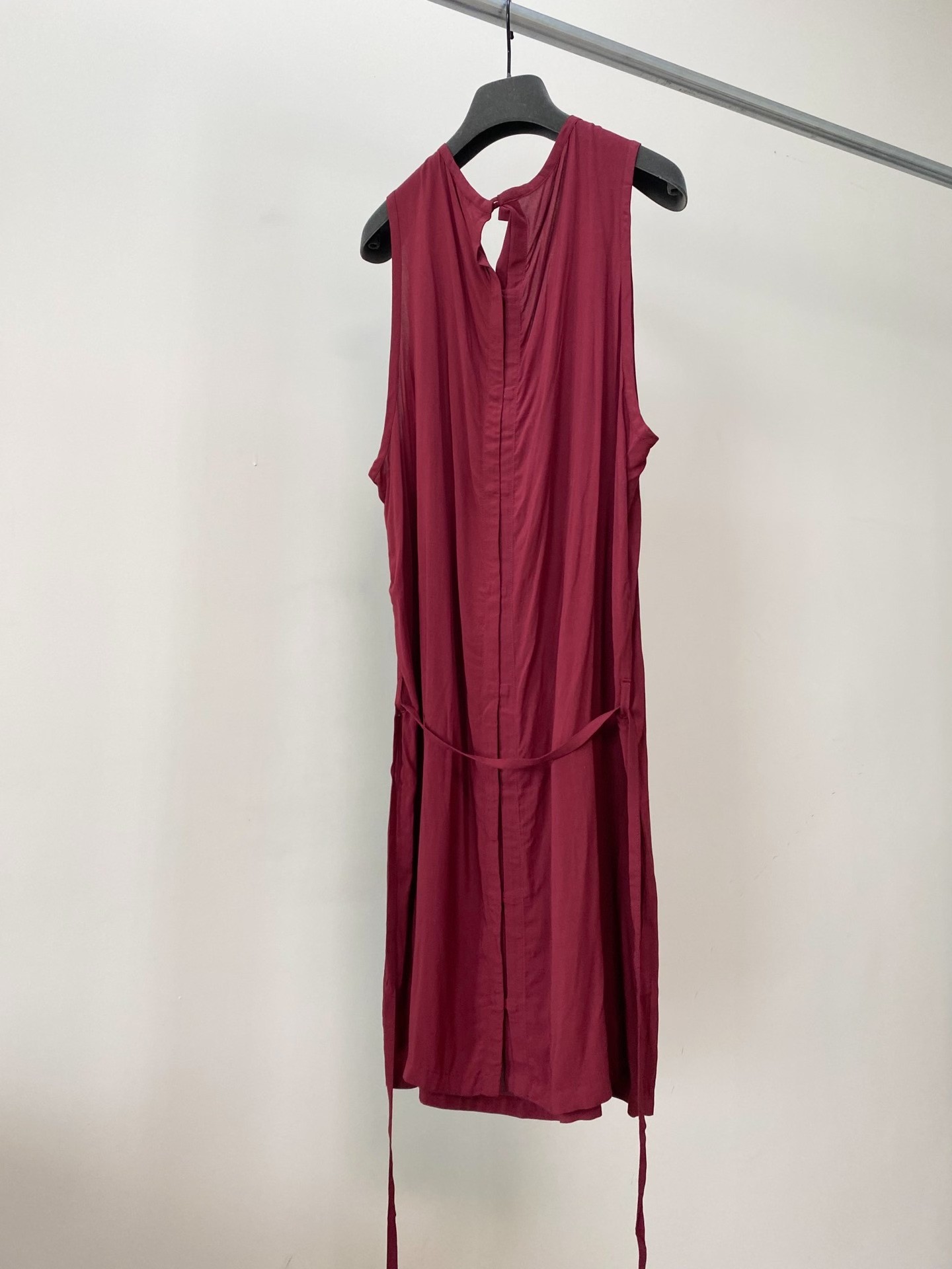 Ann Demeulemeester Maroon Sleeveless Strap Dress — back