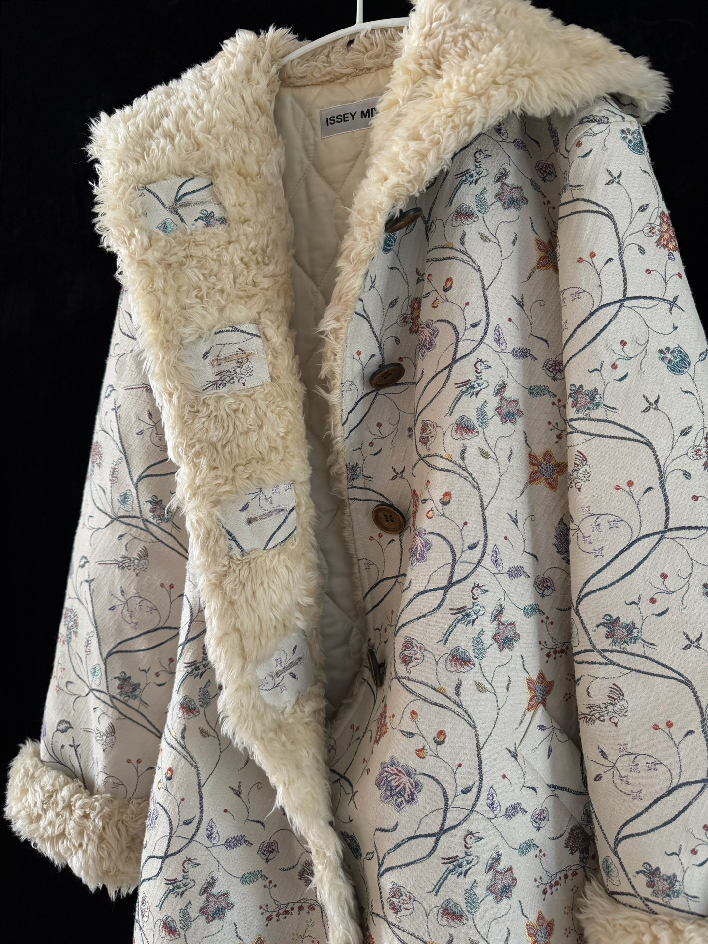 Issey Miyake 2003 Runway Embroidered Coat — label