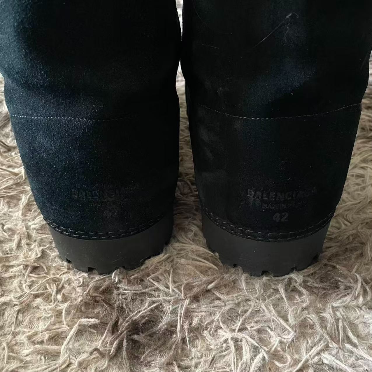 Balenciaga 24Fall Black Suede Mid-Calf Boots — back
