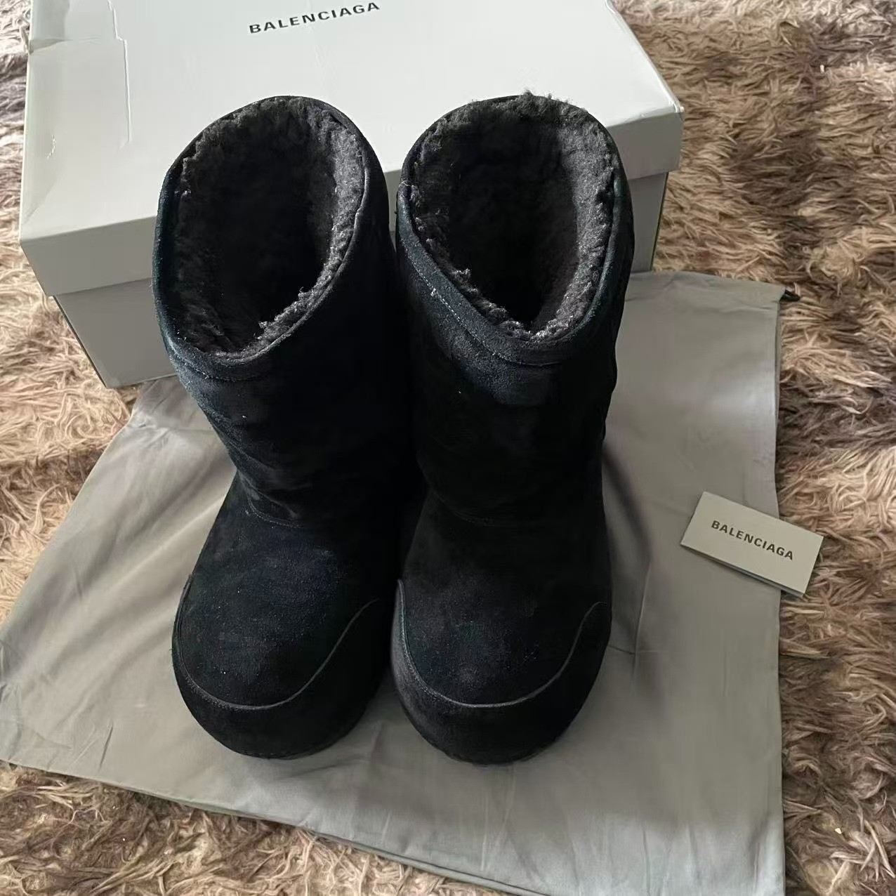 Balenciaga 24Fall Black Suede Mid-Calf Boots