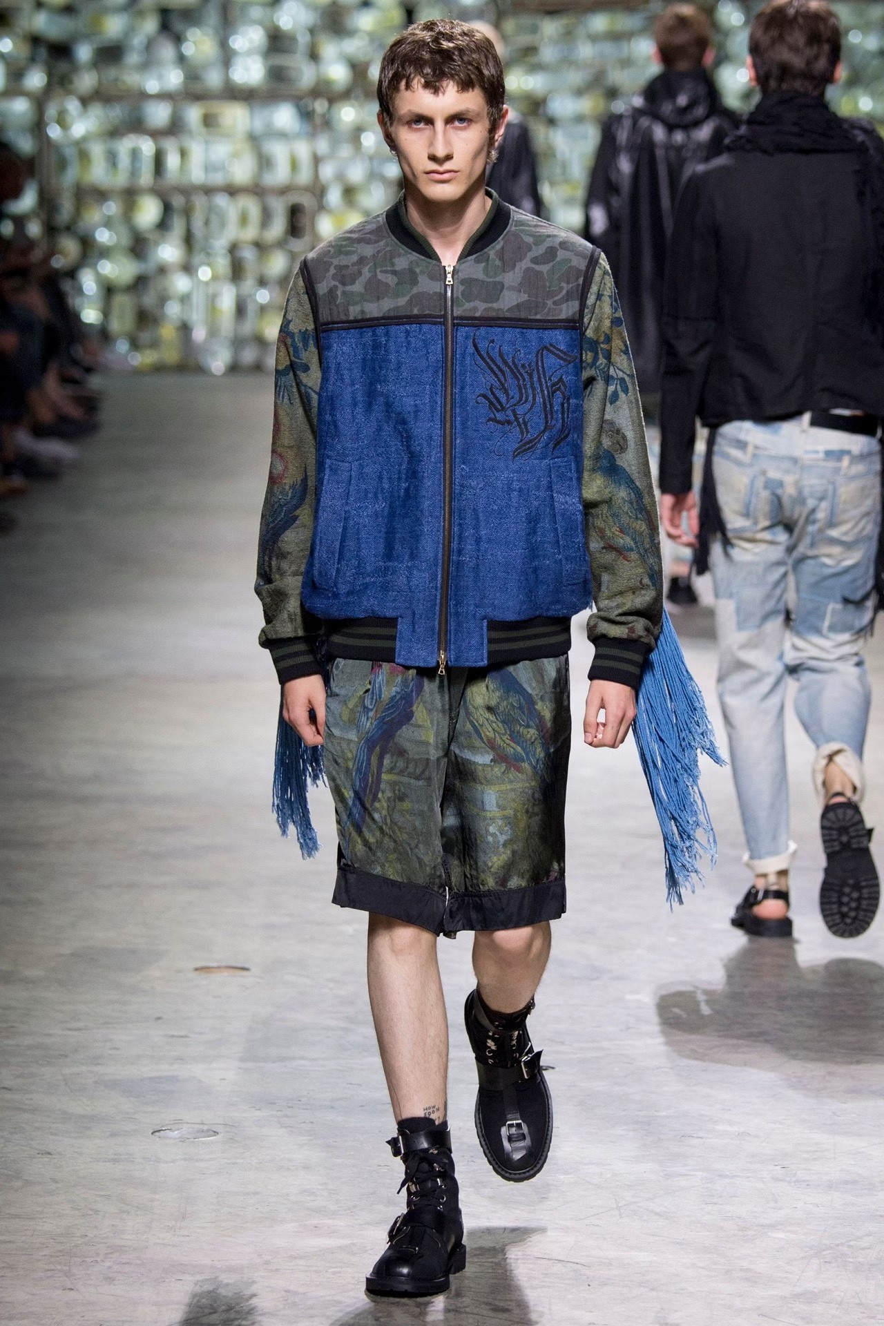 Dries Van Noten 17SS Bird Print Silk Shorts