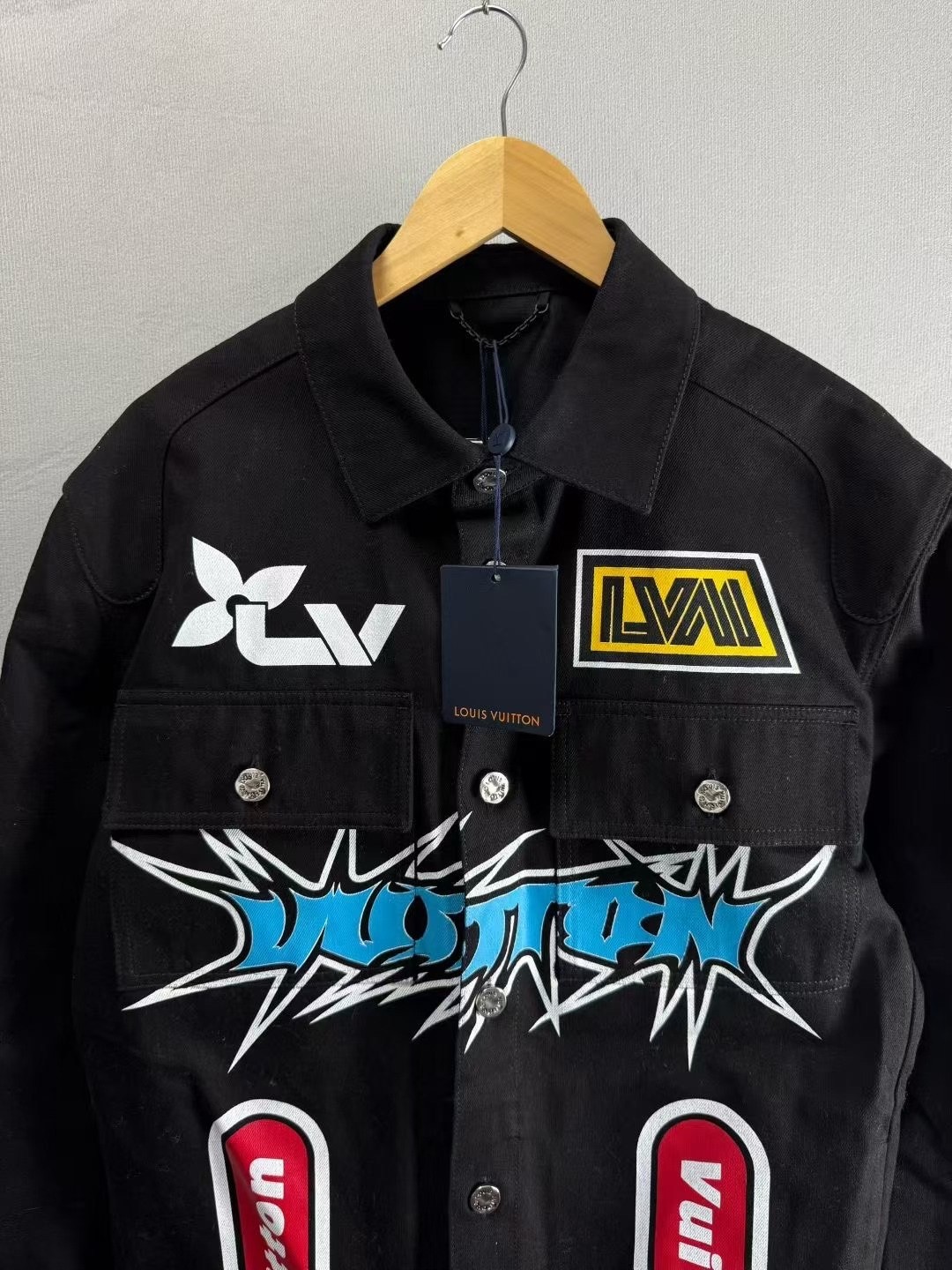Louis Vuitton Black Graffiti Denim Jacket — detail