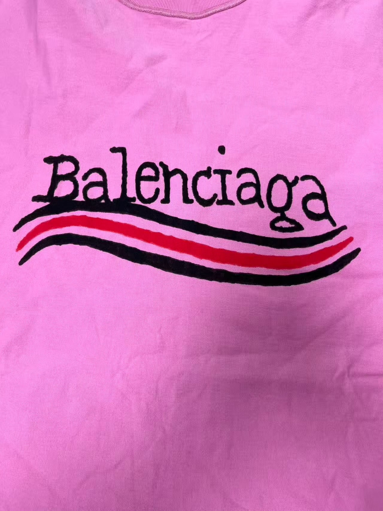 Balenciaga Pink Logo Print T-Shirt — detail