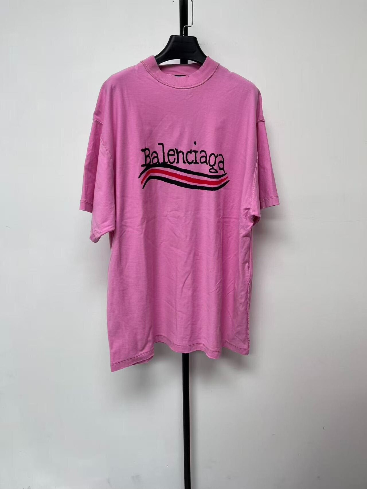 Balenciaga Pink Logo Print T-Shirt