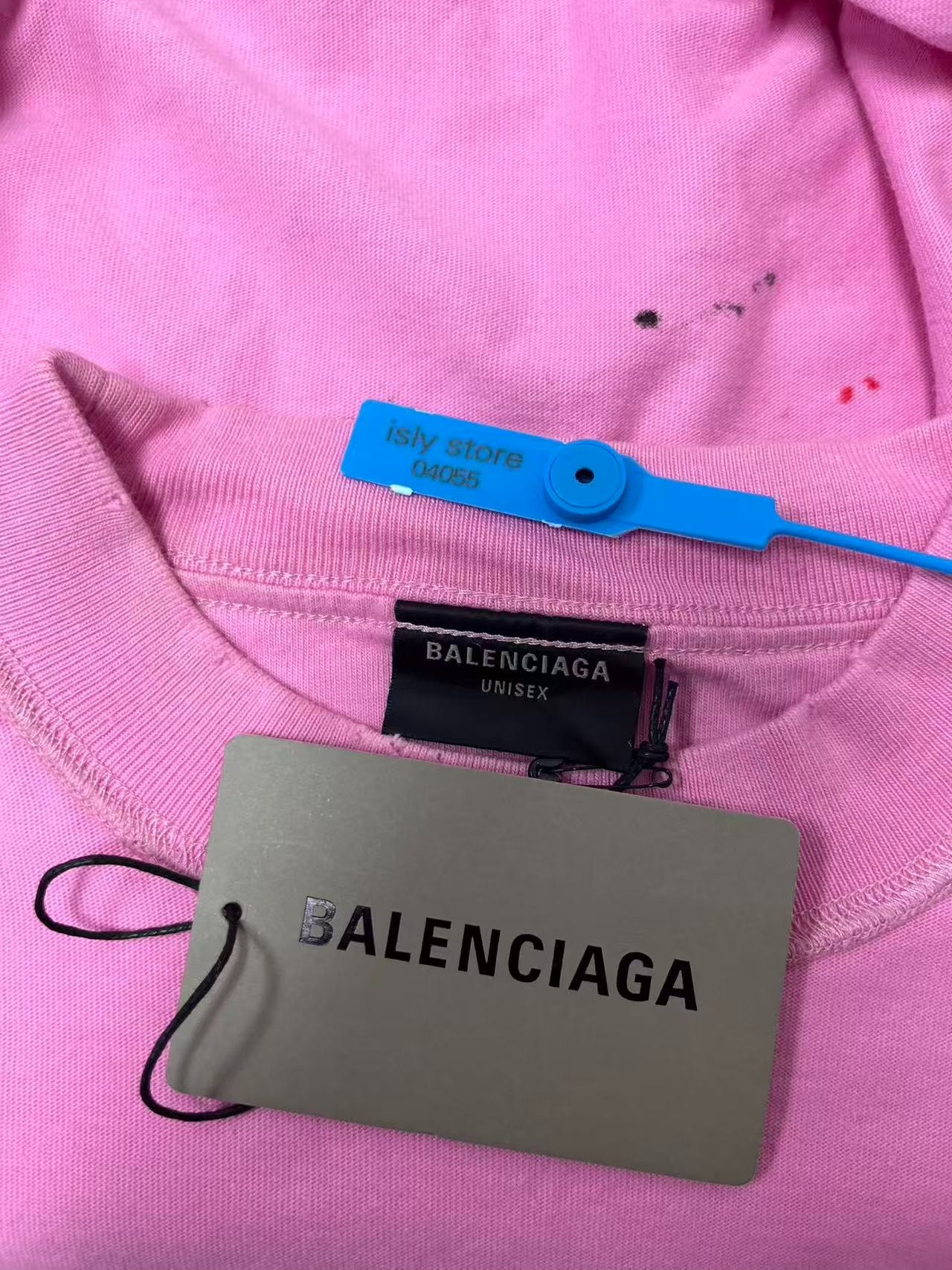 Balenciaga Pink Logo Print T-Shirt — label