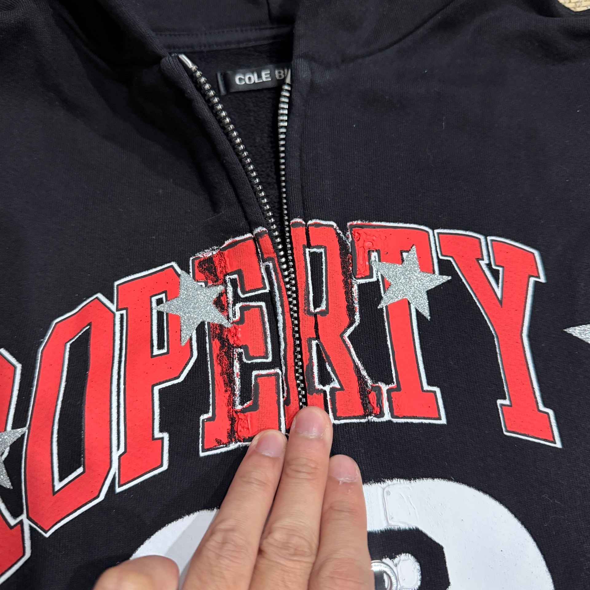 Cole Buxton Star Print Zip Hoodie — detail