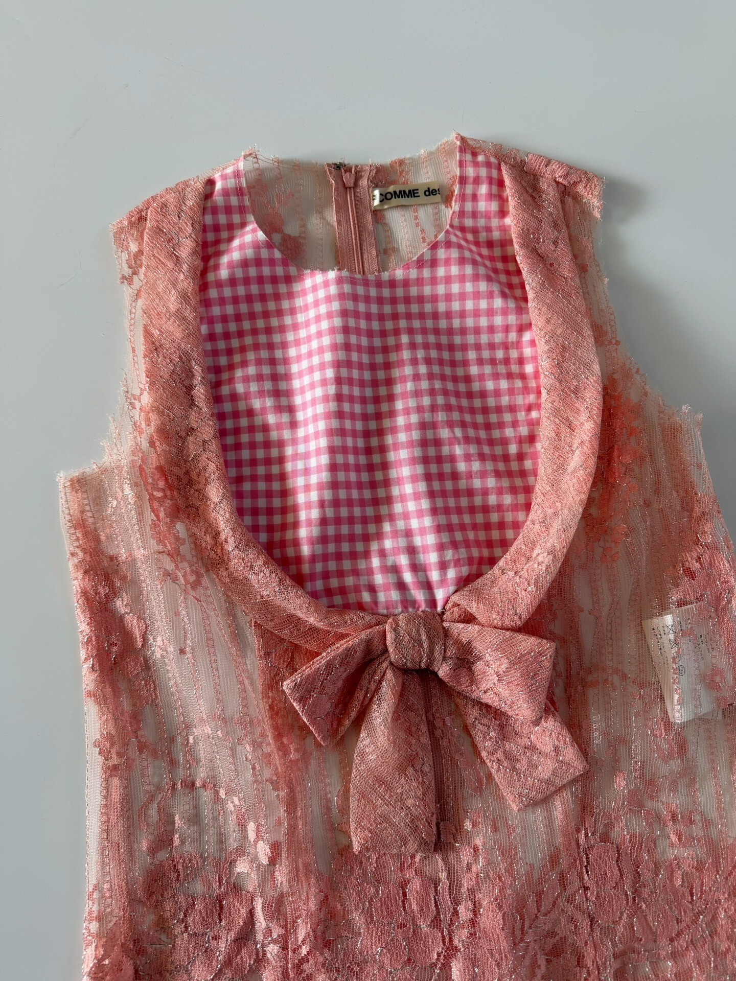Comme des Garcons Pink Lace Sleeveless Top — back