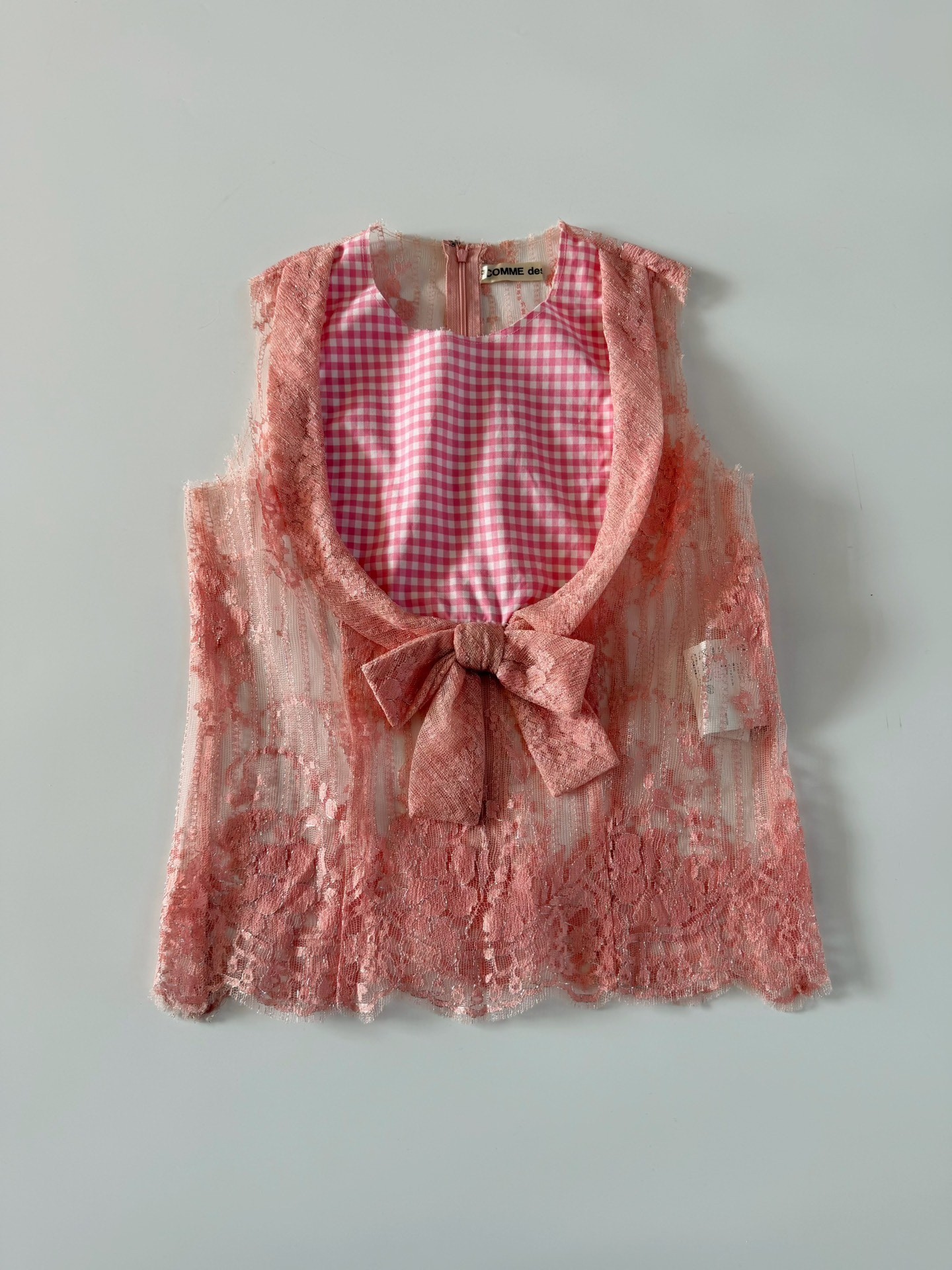 Comme des Garcons Pink Lace Sleeveless Top