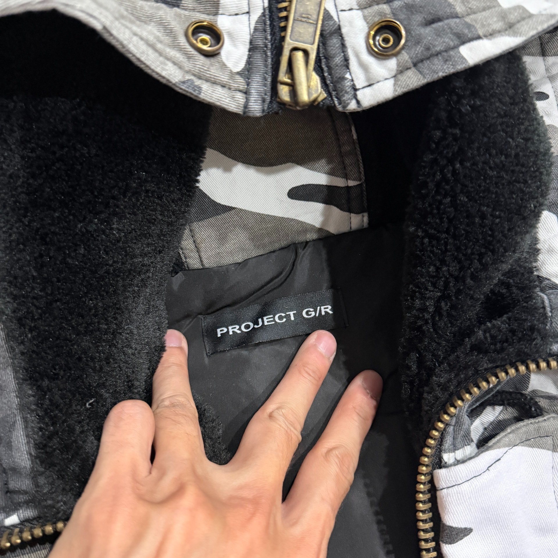 GRAILZ Camouflage Hooded Padded Jacket — label
