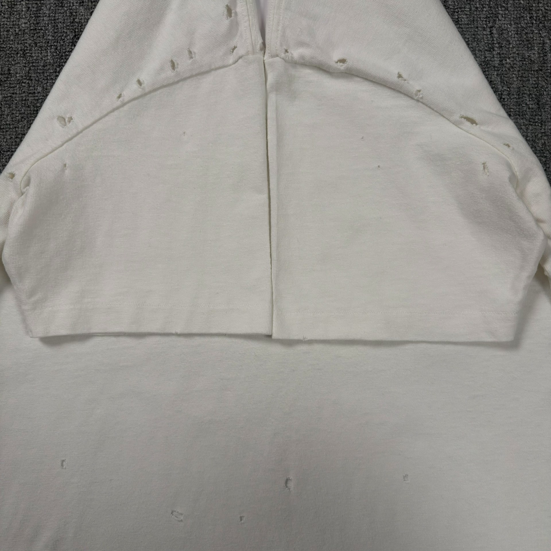 Dior White Distressed Short Sleeve T-Shirt — detail