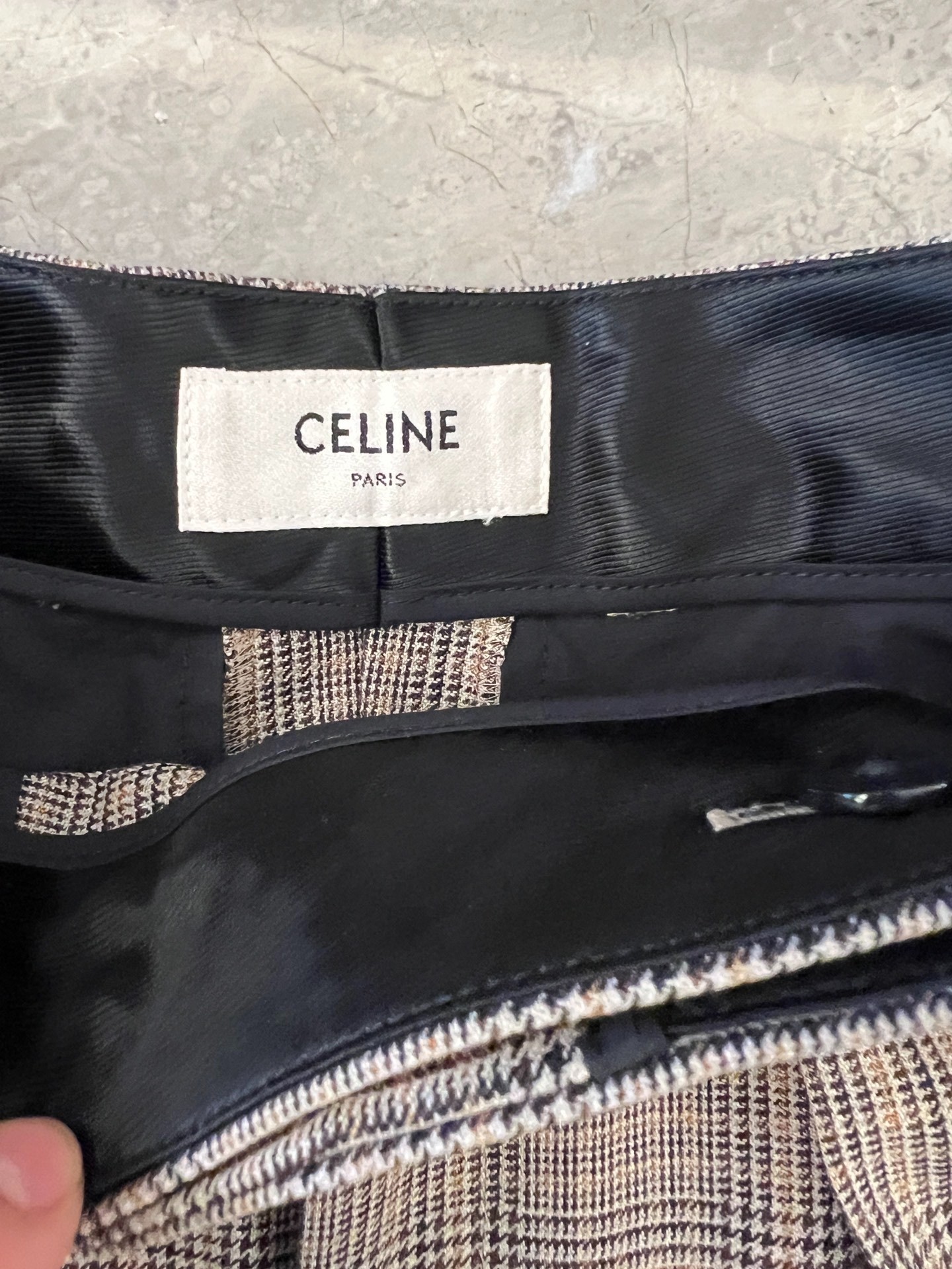 Celine Checkered Wool Casual Pants — back