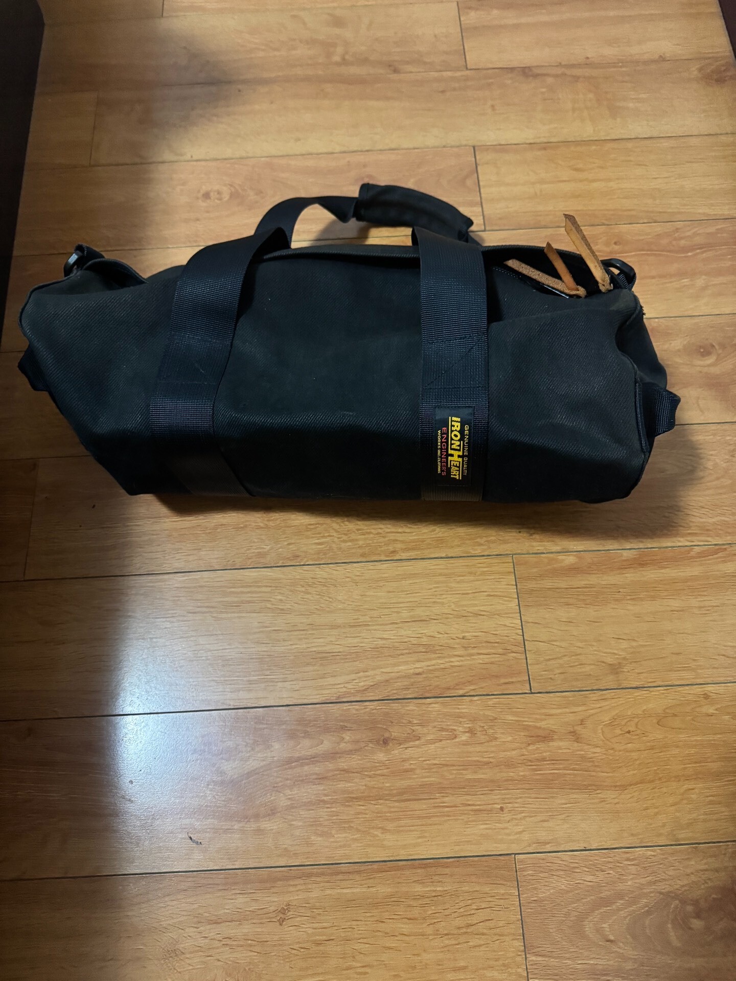 Iron Heart Black Duffel Bag — front